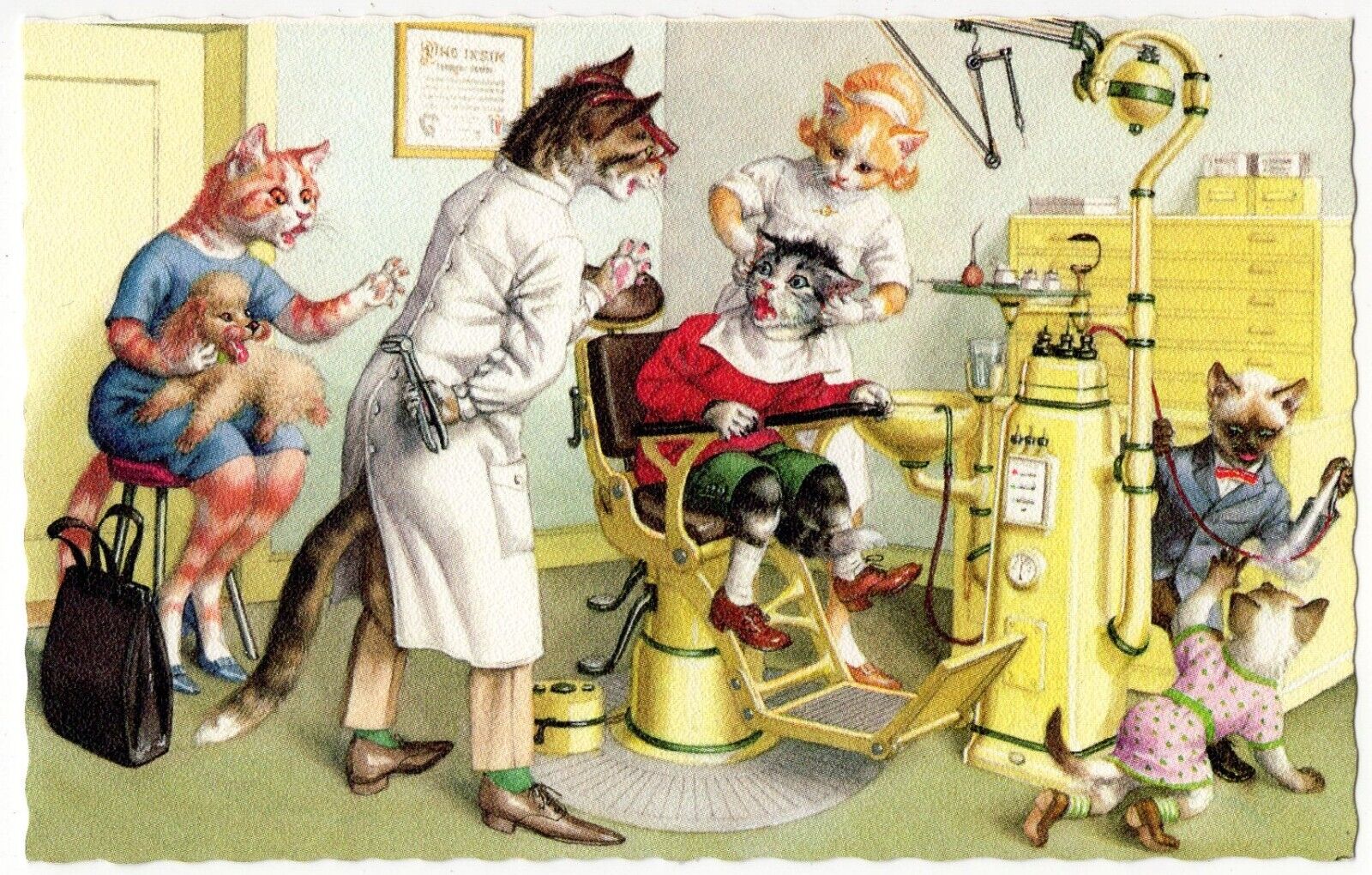 Alfred Mainzer - Eugen Hartung Cats Postcard 4990 - Terror at the Dentist