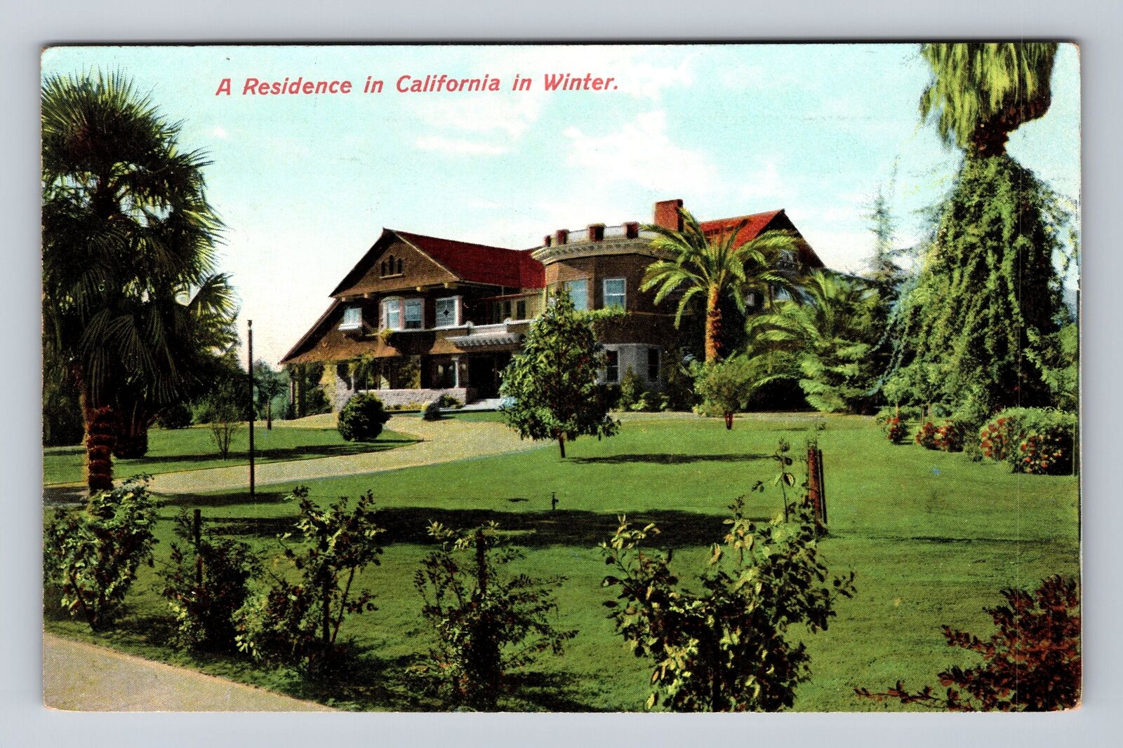CA-California, Residence In Winter, Antique, Vintage Postcard