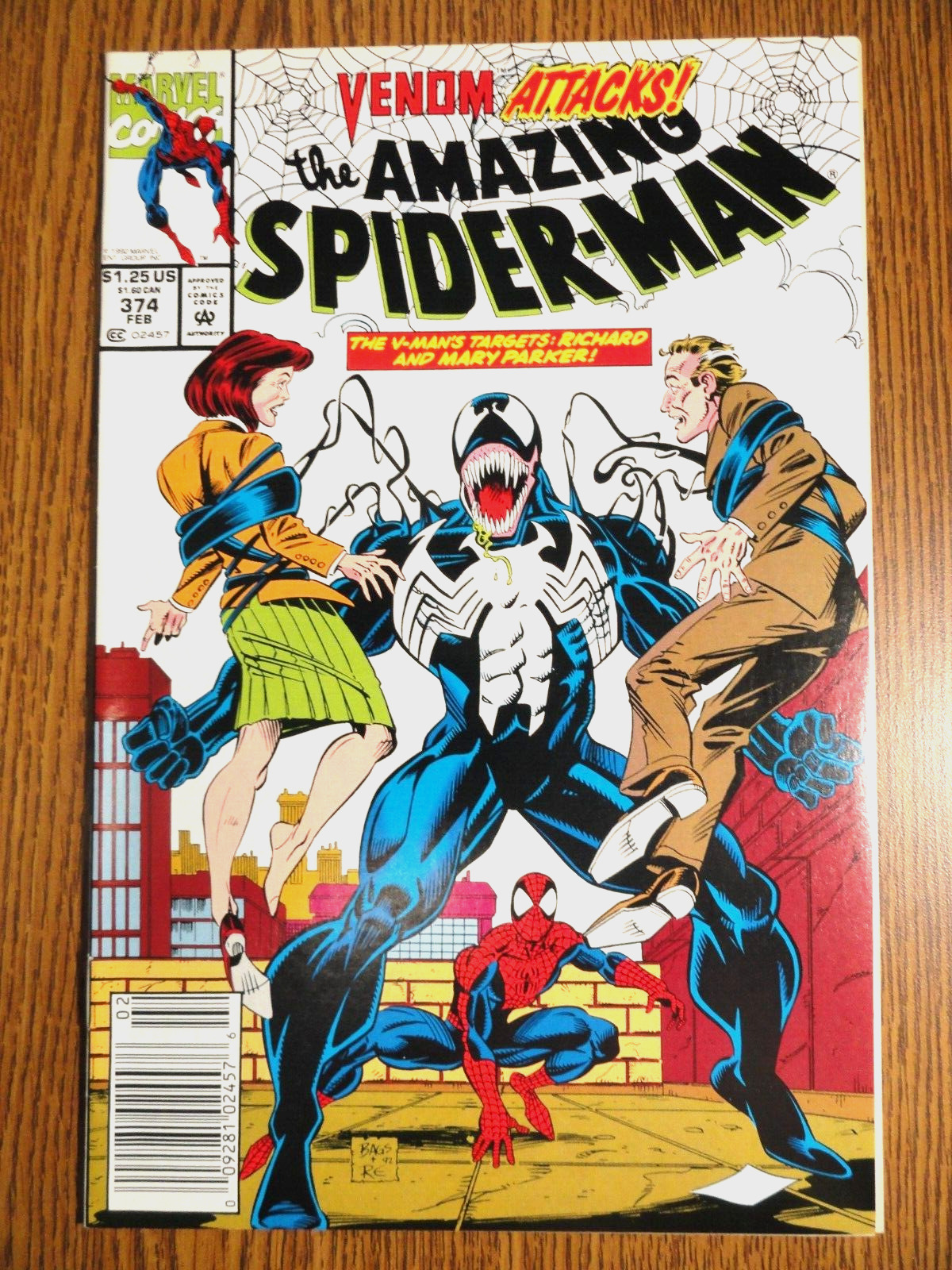 Amazing Spider-man #374 Newsstand Bagley Venom Cover Key 1st Print Marvel Movie