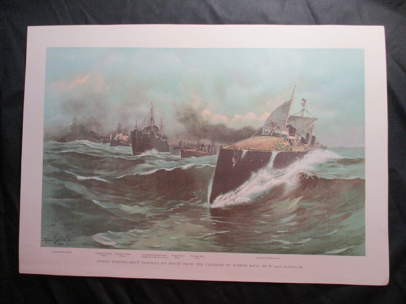 1899 Spanish American War Print - Spain's Torpedo Boat Flotilla - I COMBINE SHIP