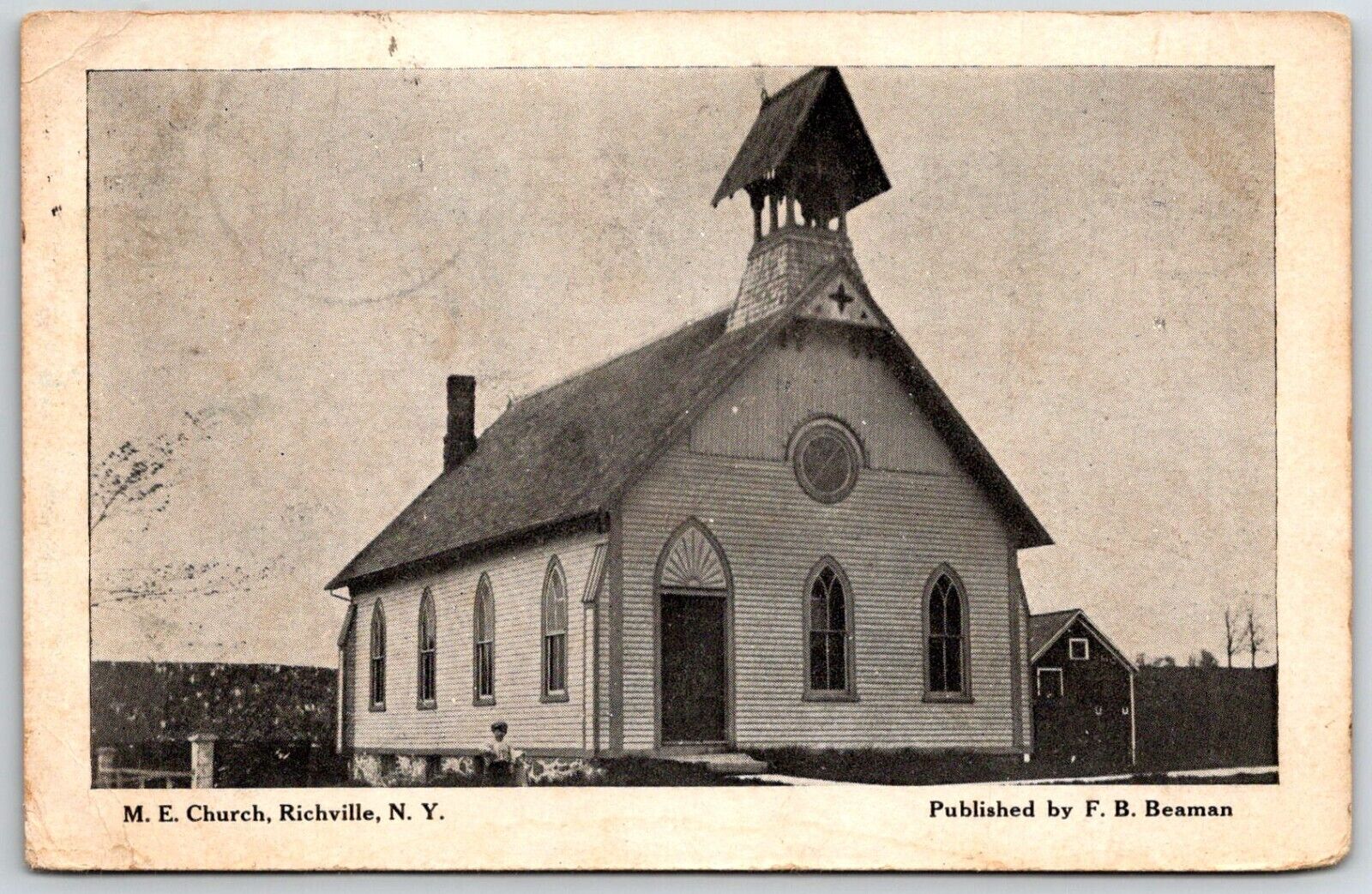 Richville, NY Methodist Episcopal ME Church FB Beaman Postcard Vtg 1909