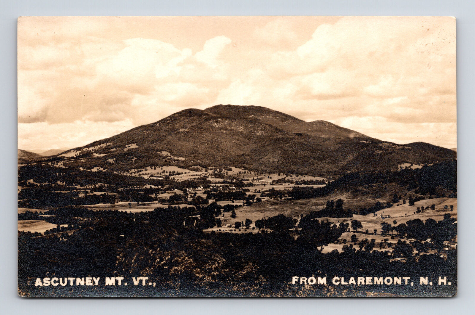RPPC Scenic View of Mt. Ascutney Vermont VT from Claremont NH Postcard