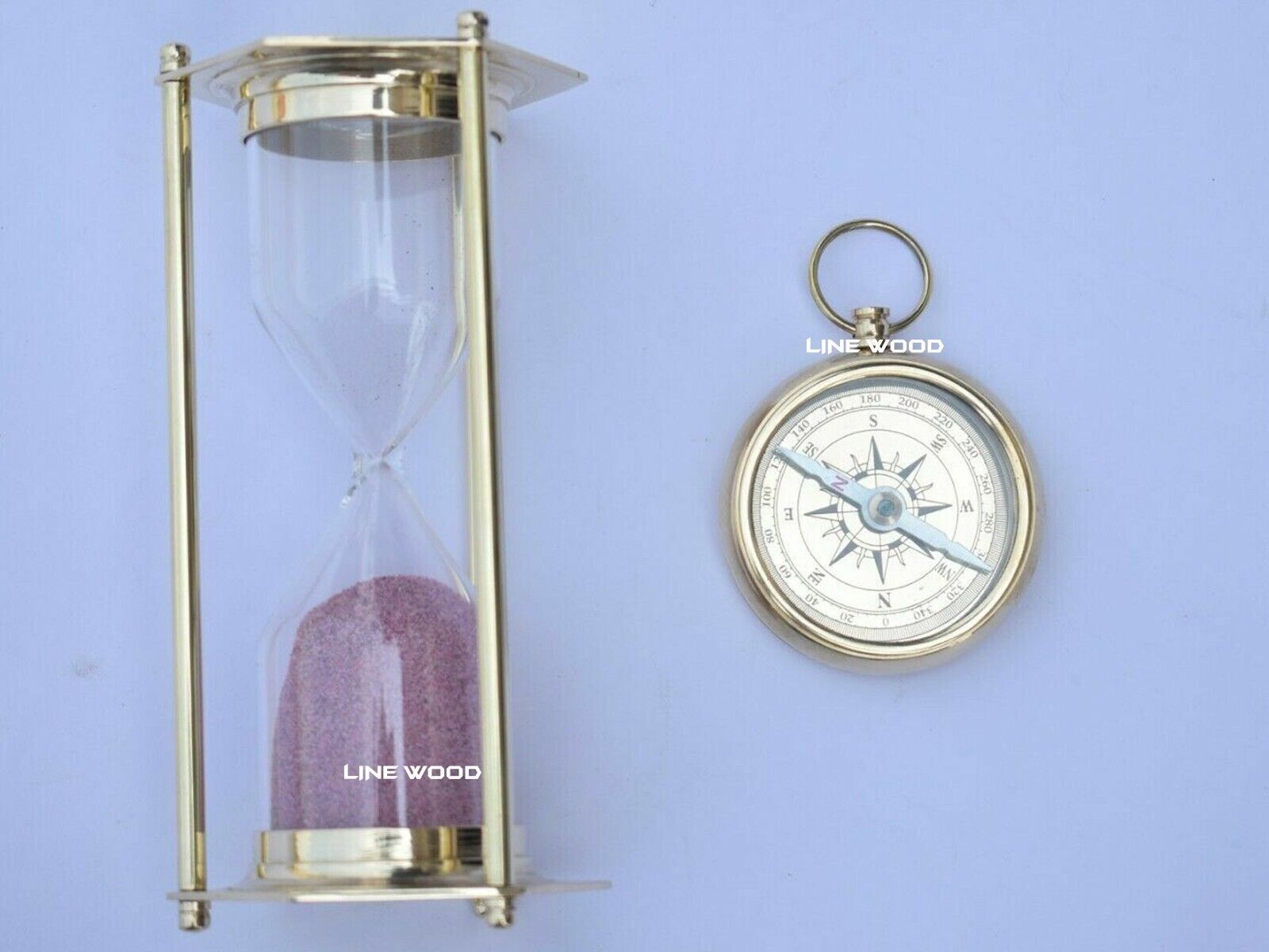 Marine Arts 1917 Sand Timer 5 Minutes Hour Glass With Beautiful Pocket Compass