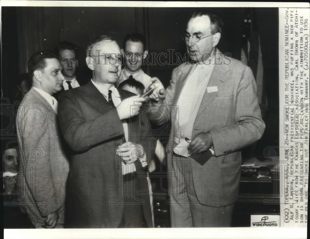 1936 Wire Photo Governor Alf Landon, Republican presidential nominee