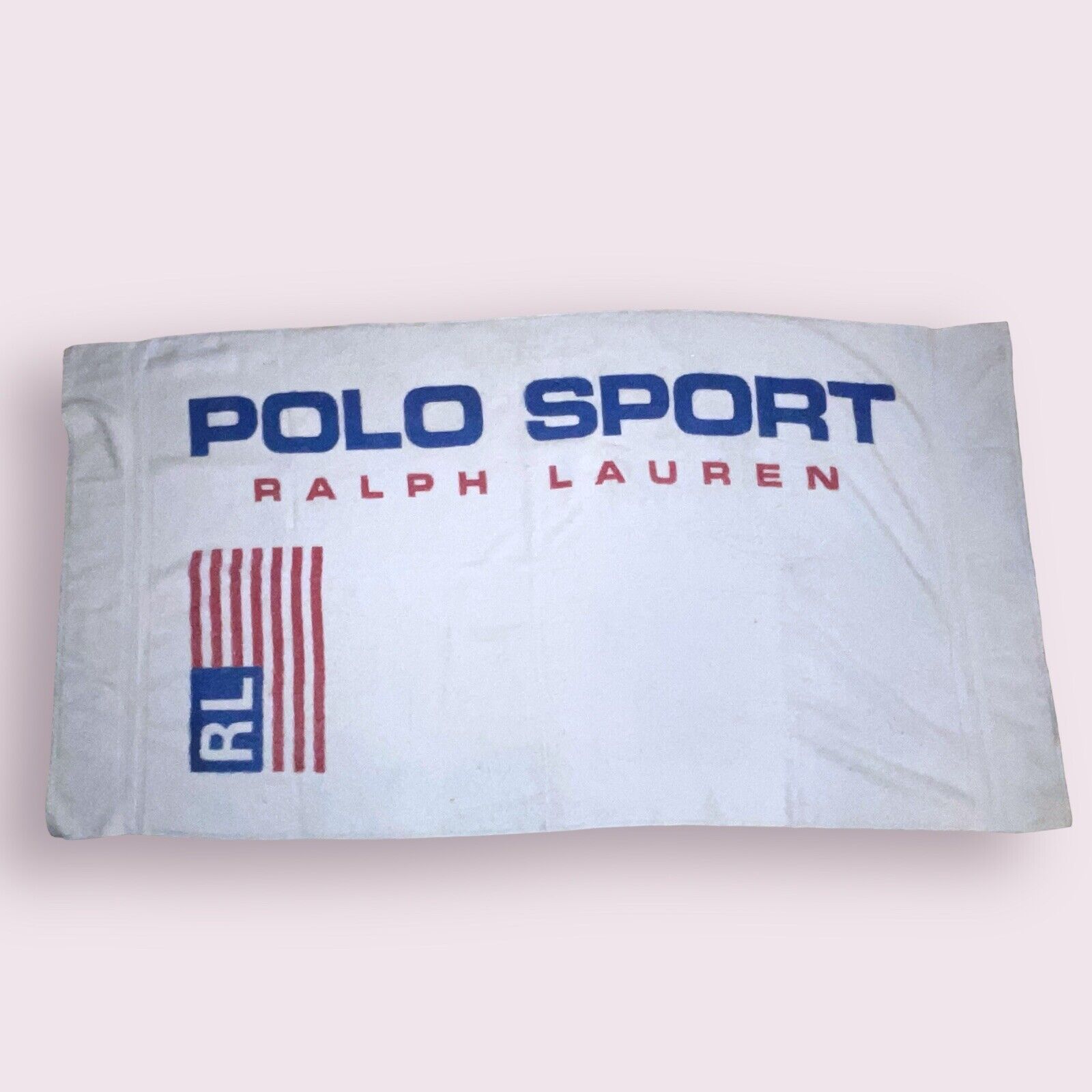 Vintage 1990's Polo Sport Ralph Lauren SPELLOUT Flag Beach Bath Towel 65” x 33”