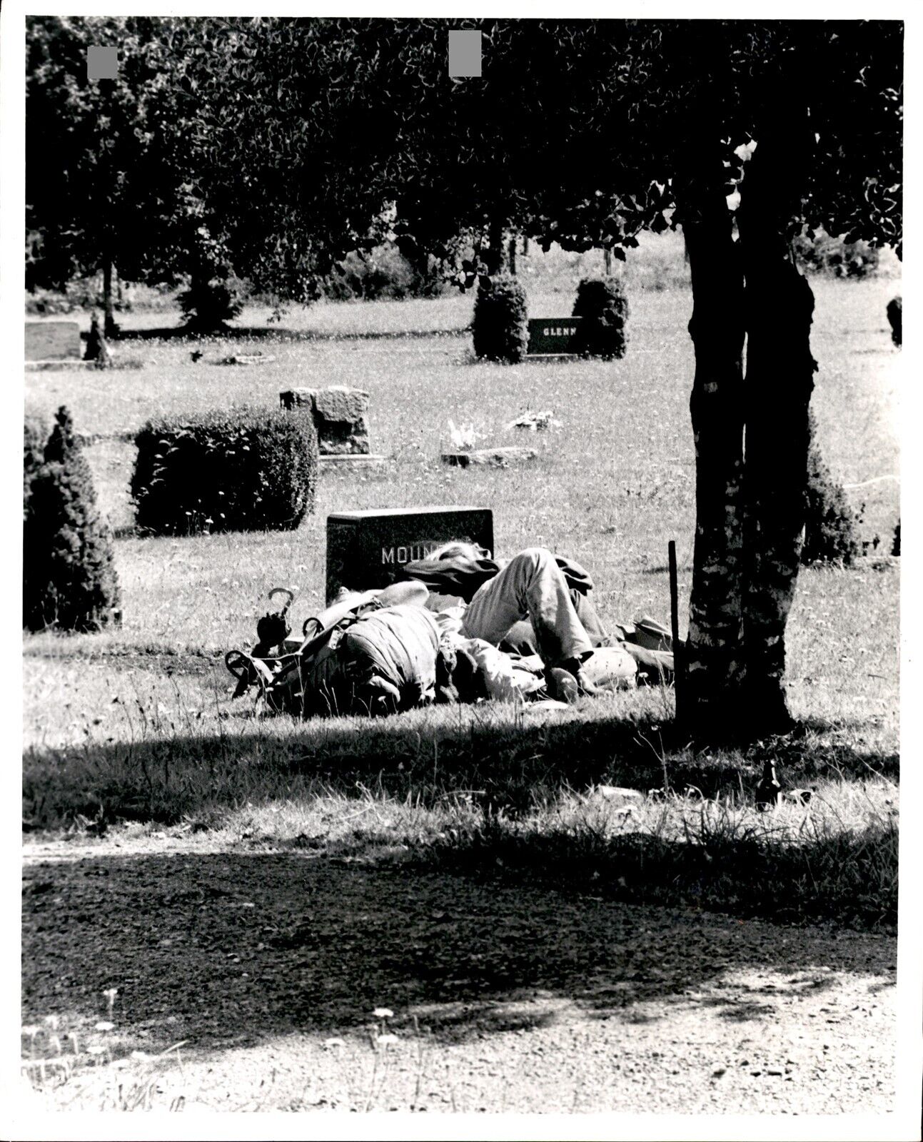 LG78 1971 Original Pete Liddell Photo ROCK FESTIVAL Sleeping at Cemetery Grave