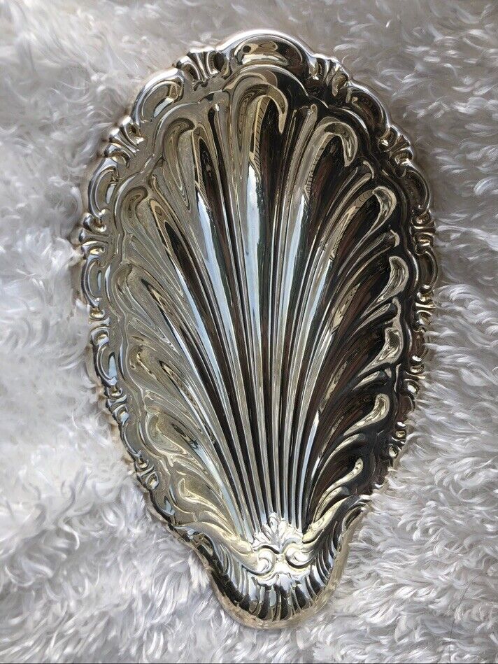 F B Rogers Silverplated Shell Candy Nut Mint Bowl Dish