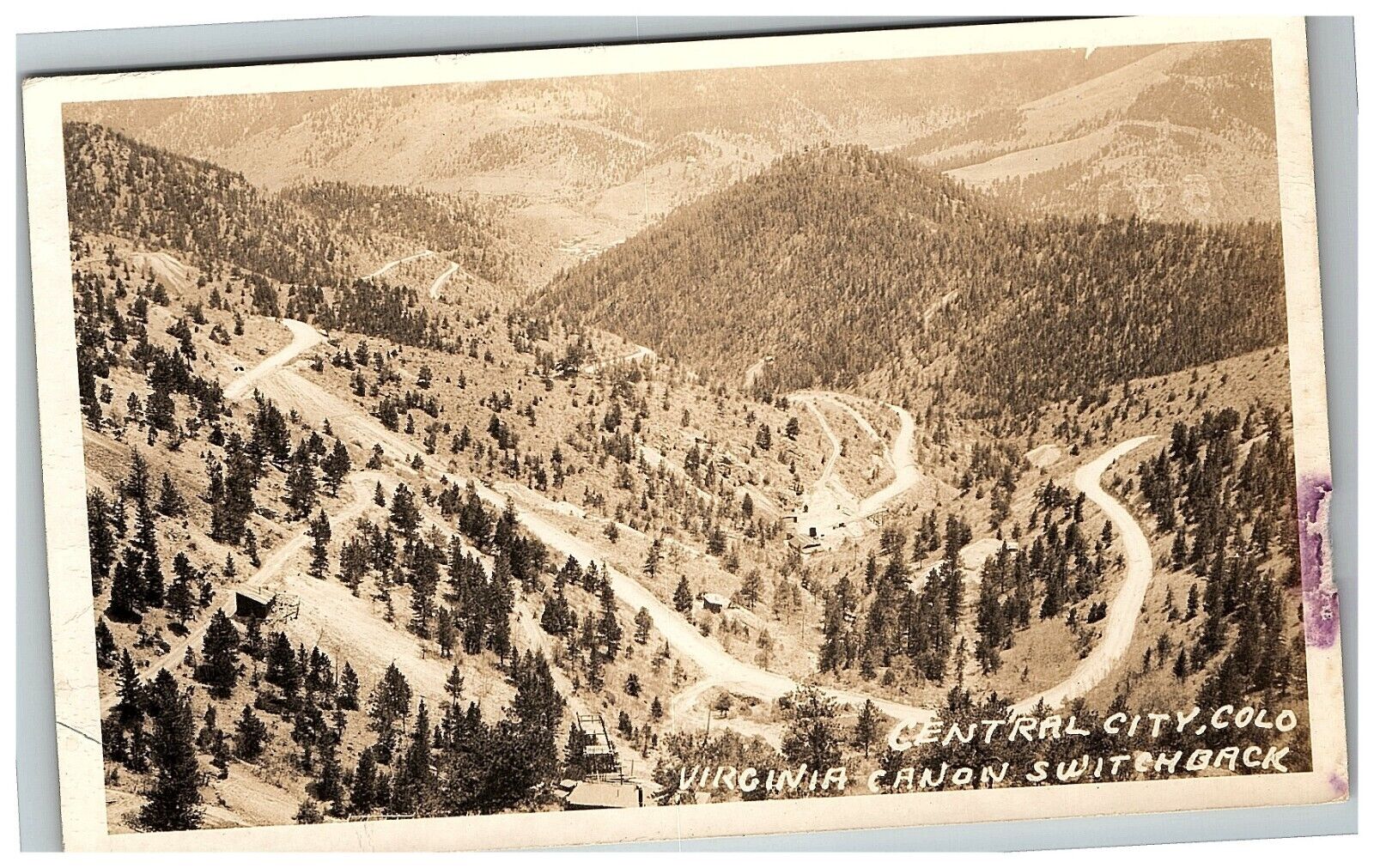 1930-50 Postcard Central City Colorado Virginia Canon Switchback Real Photo