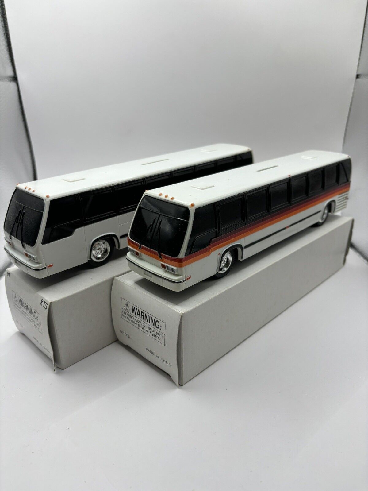 Vintage Bank Bus Plastic 9.5X2X2.75\'\' Lot ( Blank and Orange)