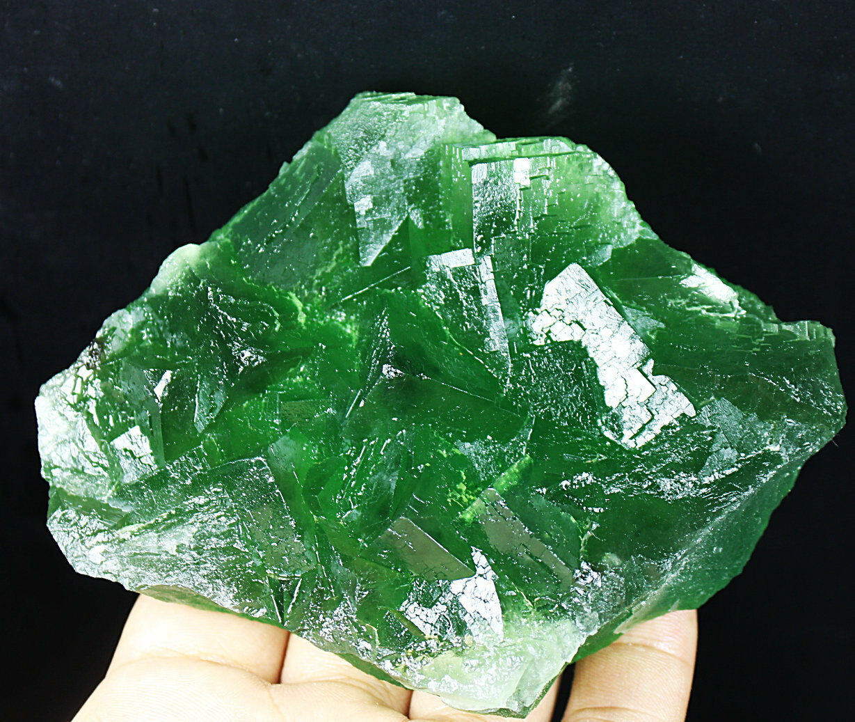 1.11lb Beauty Crystal Clear Green Cube \