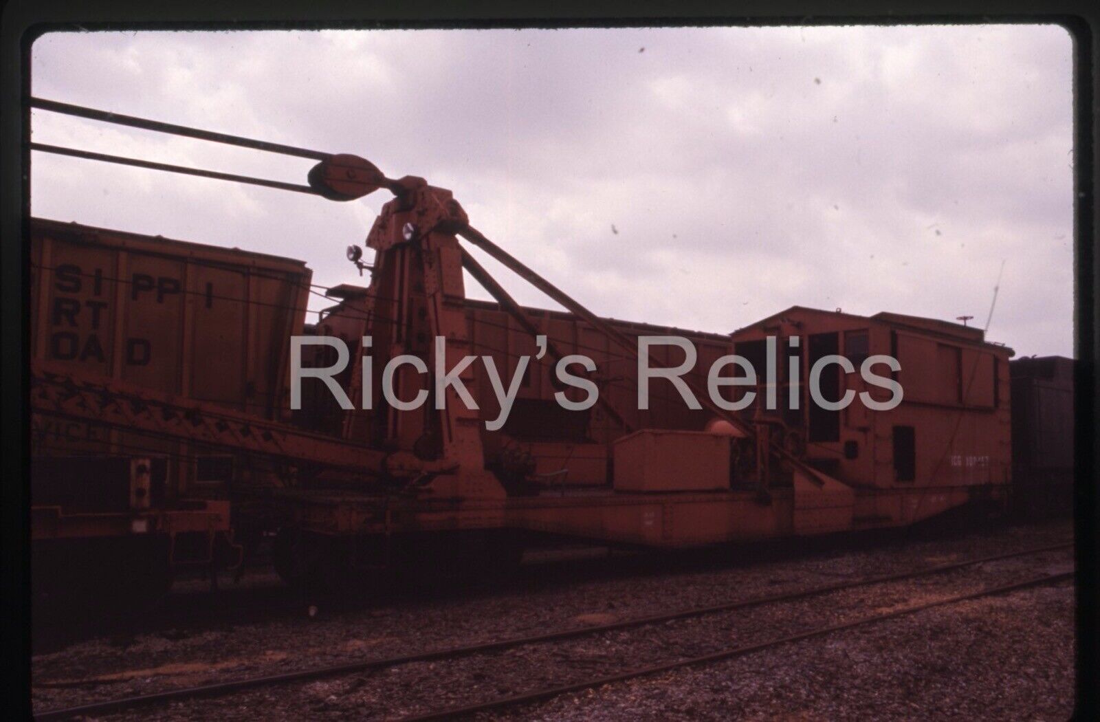 Original Slide ICG #100457 Derrick Illinois Central Gulf MofW 1985 Mobile AL