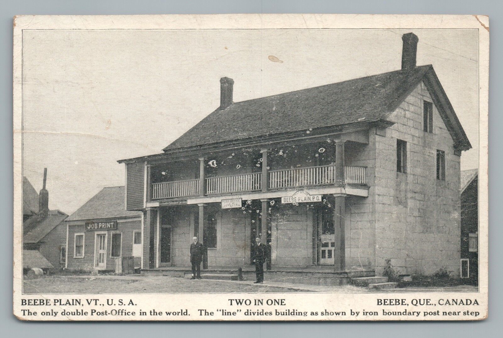 Beebe Plain VT Stanstead Quebec “Double Post Office” Antique Vermont Border~1910