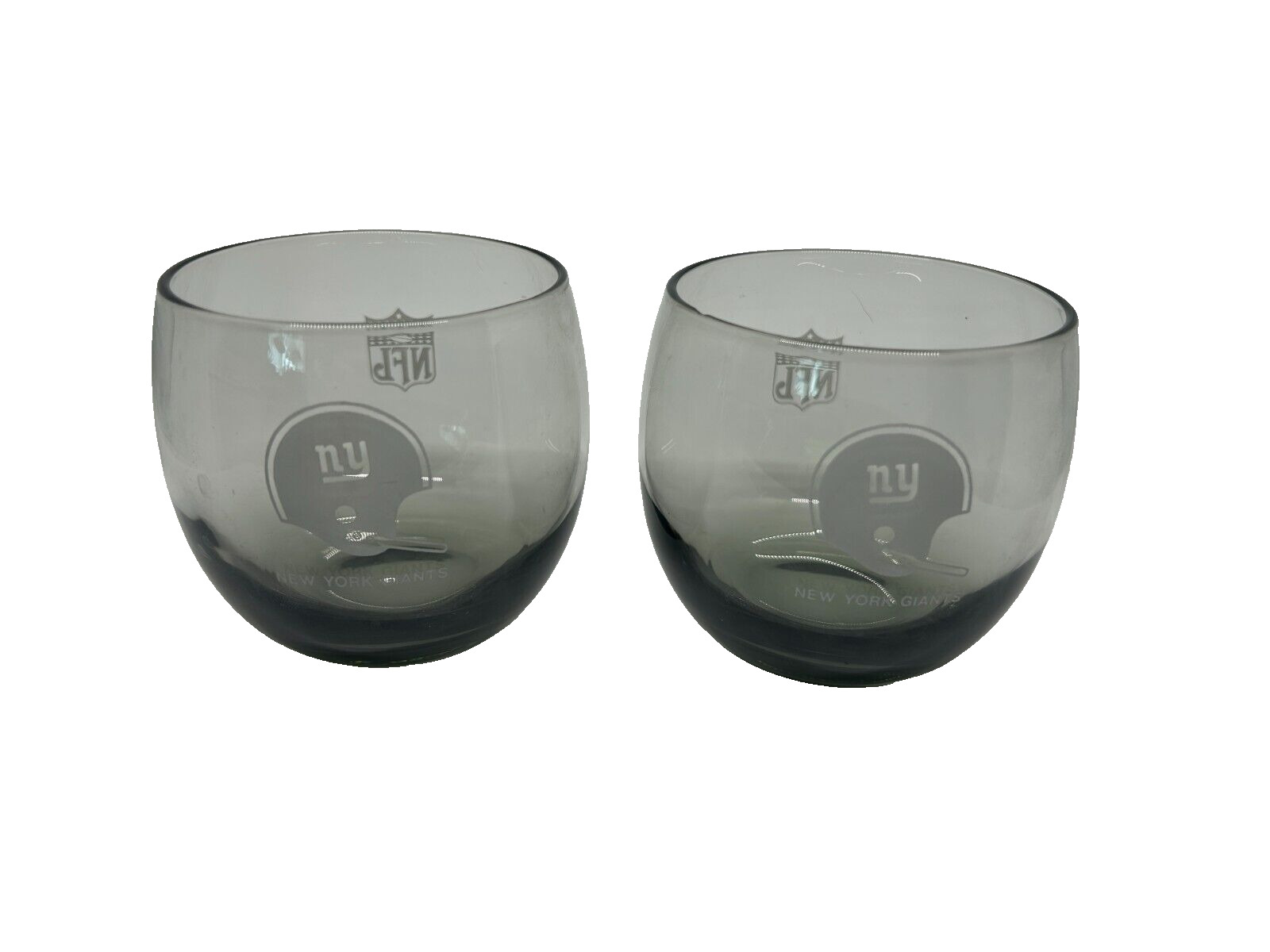 Vintage NFL New York Giants Low Ball Rocks Glass Smoked Gray 3.25\