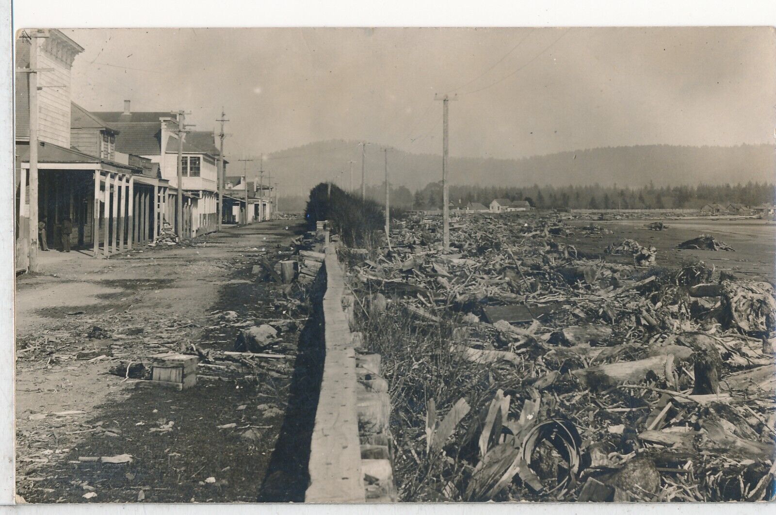 Crescent City after Storm, Del Norte Co. CA. Real Photo, RPPC Postcard c-1915