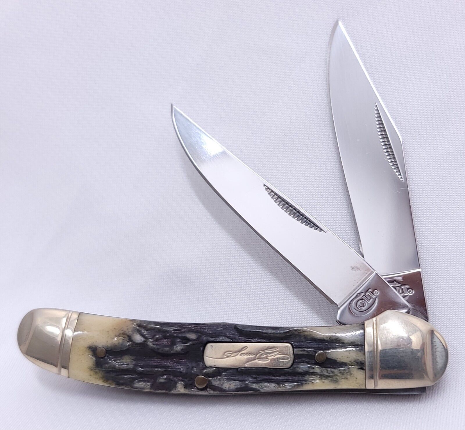 Colt CT242 Black Stag Bone 2 Blade Folding Pocket Knife 