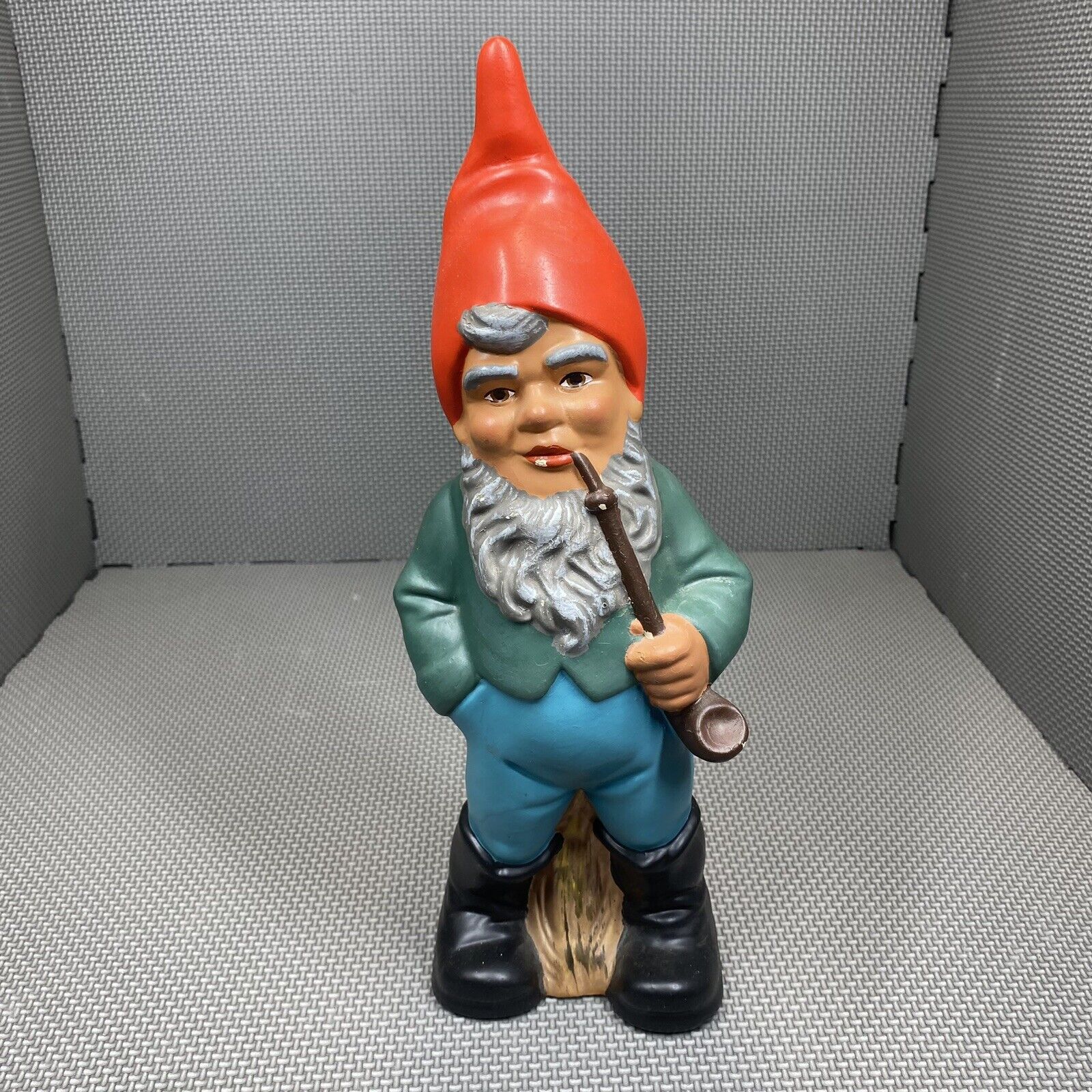 Vintage Heissner West Germany Gnome Statue Smoking Pipe 13 Inch Garden Figure