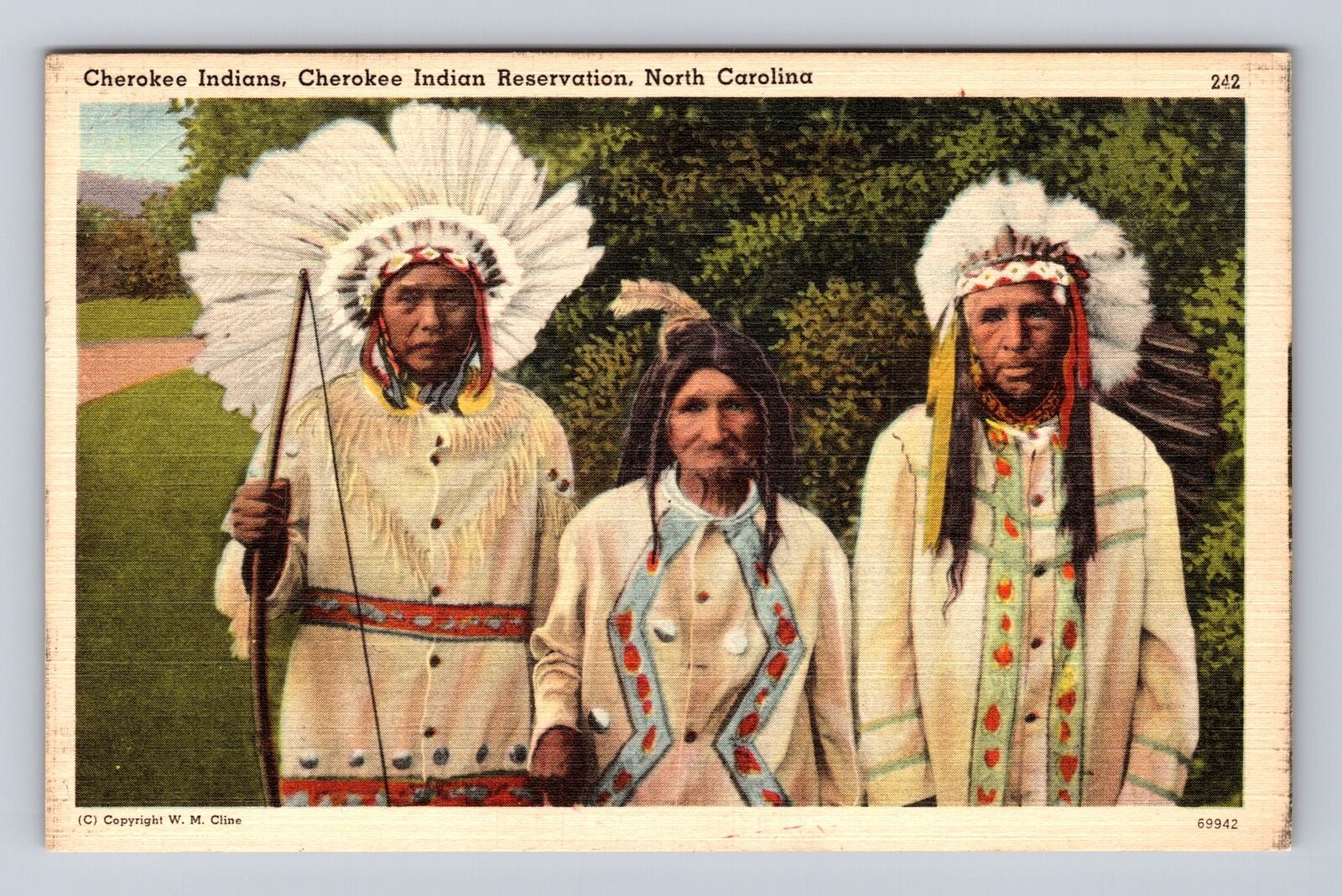 NC-North Carolina, Cherokee People Standing Together, Antique, Vintage Postcard