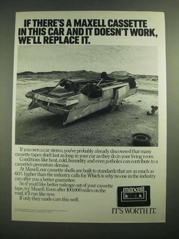 1981 Maxell Cassette Tapes Ad - Doesn\'t Work, We\'ll Replace It