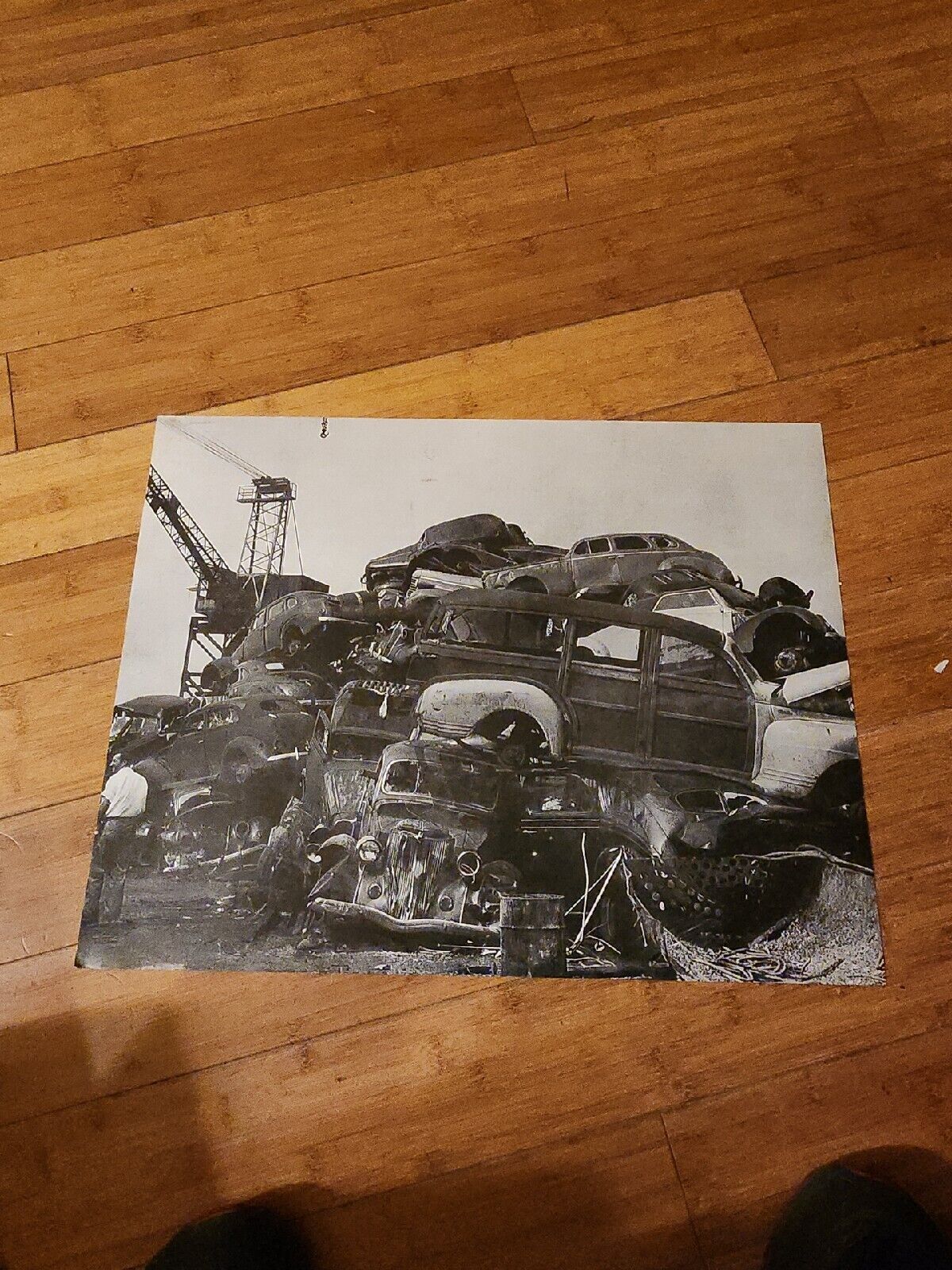 Cars at Junkyard Salvage Scrap Wrecking Yard in 1940s Large Photo Print 21\