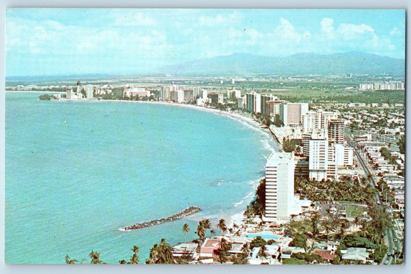 San Juan Puerto Rico Postcard Isla Verdde Resort Area Air View c1950's Unposted