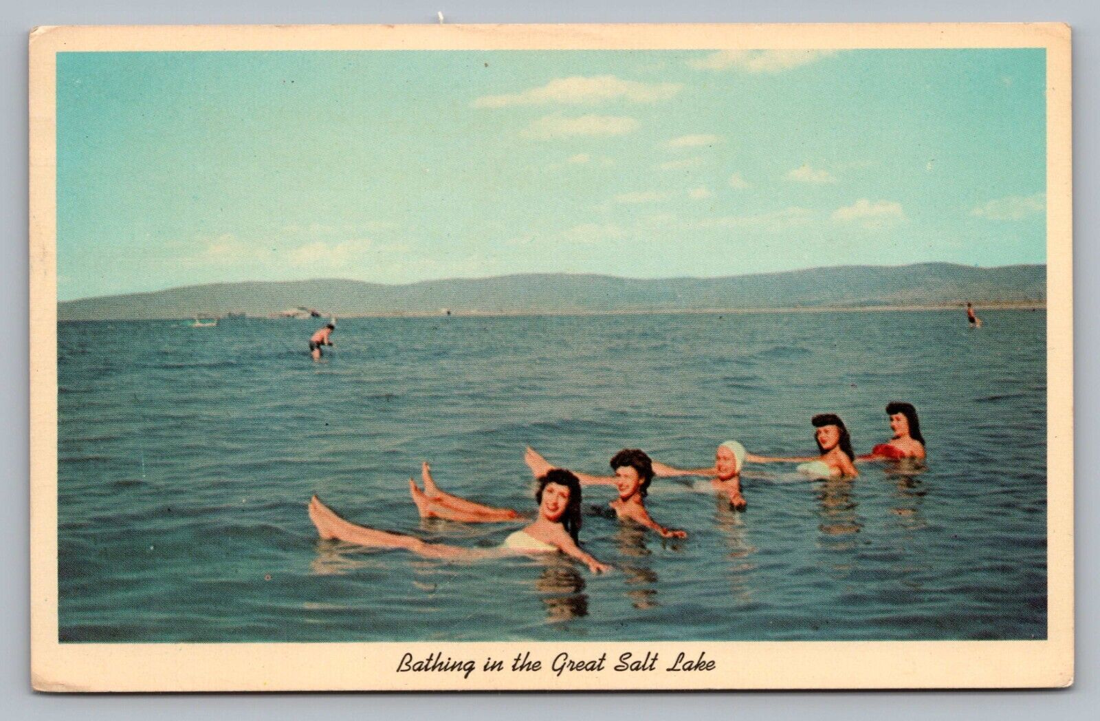 c1960s Great Salt Lake Utah Bathing Women Ladies Swimming Cap Postcard Vtg C10