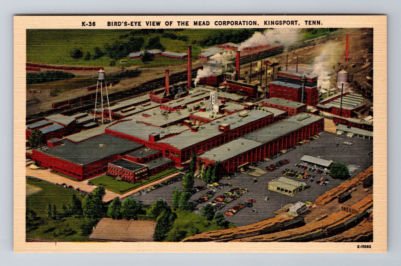 Kingsport TN-Tennessee, Birds Eye of Mead Corporation, Vintage Souvenir Postcard