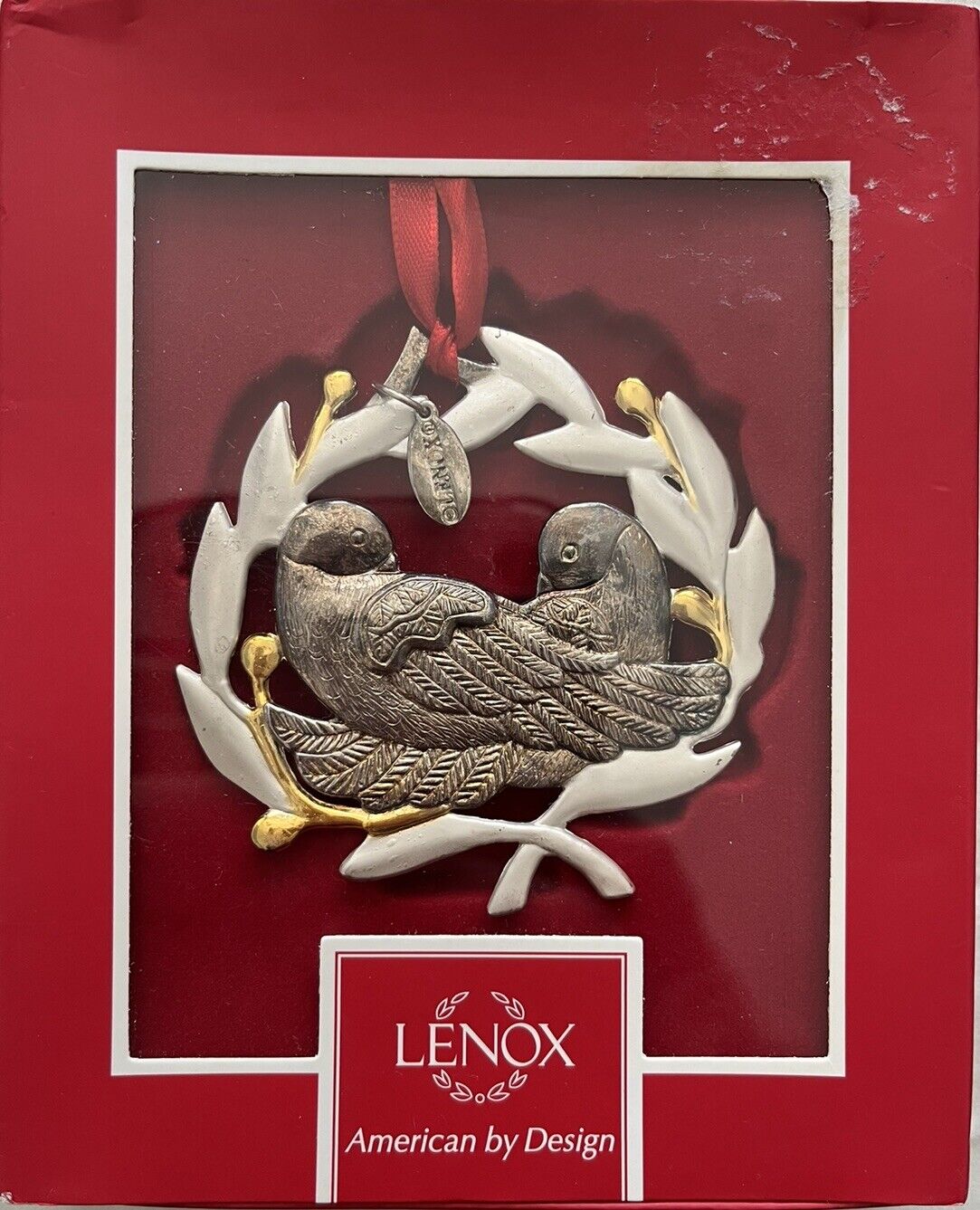 Lenox Two Turtle Doves silver plated ornament excellent condition