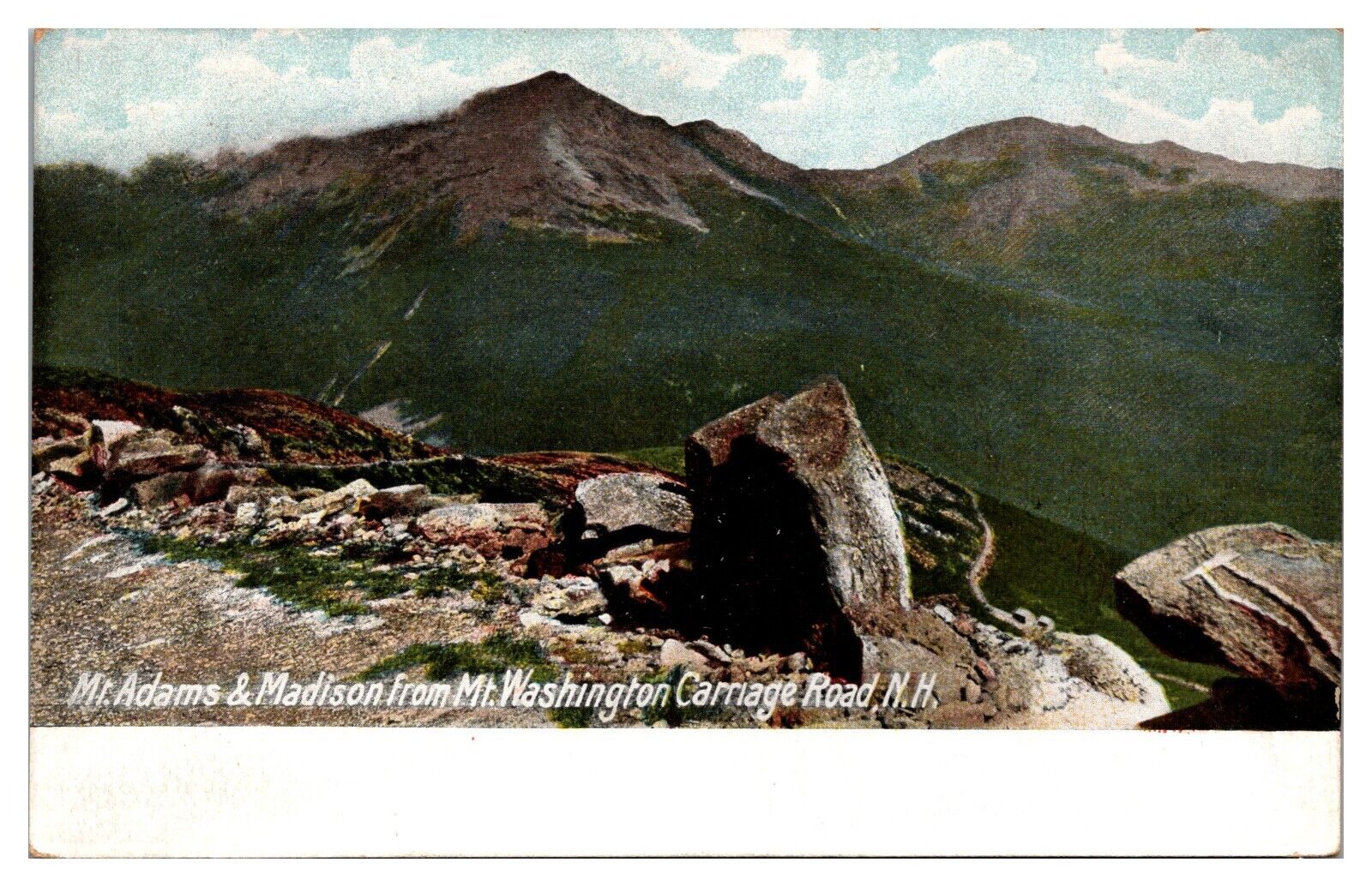 ANTQ Mt. Adams and Madison from Mt. Washington Carriage Road, NH Postcard 