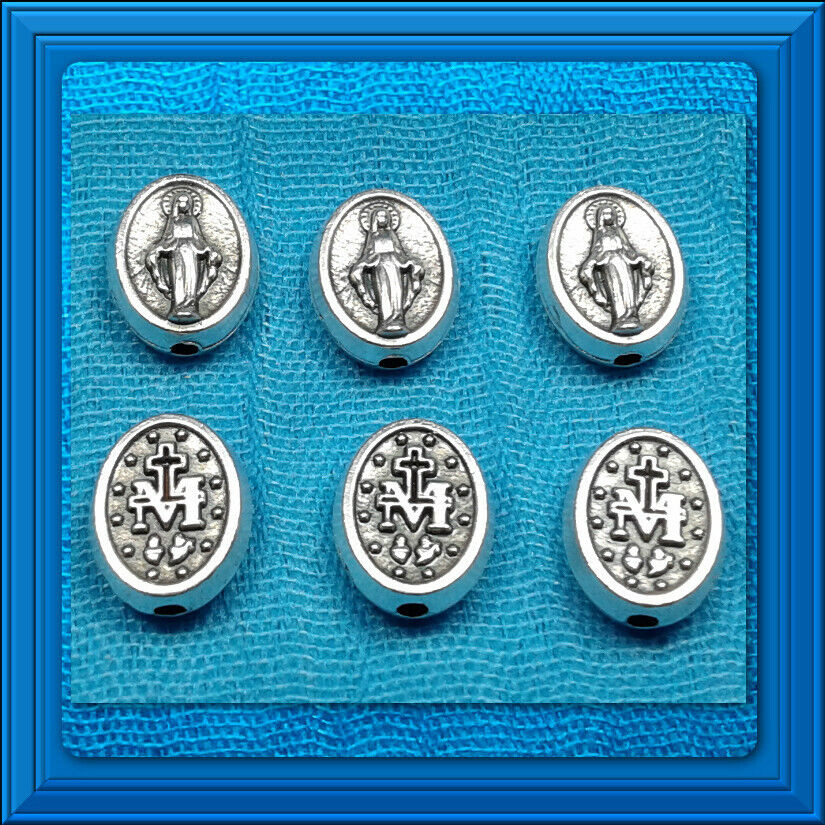 Rosary Parts Our Father Beads 6Pcs Lot 7x9mm OVAL MIRACULOUS MEDAL ITALIAN Sale