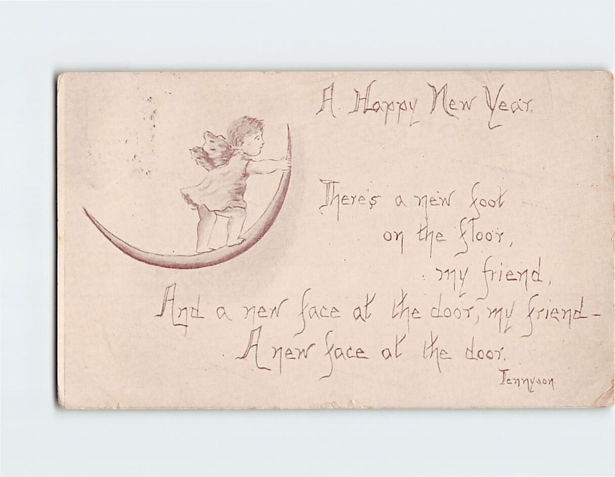 Postcard A Happy New Year Angel Art/Text Print