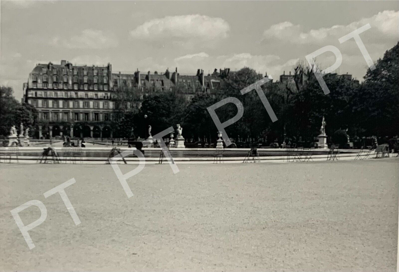 Vintage 1950s Original Photo Paris France Tuileries Garden Street View 1954