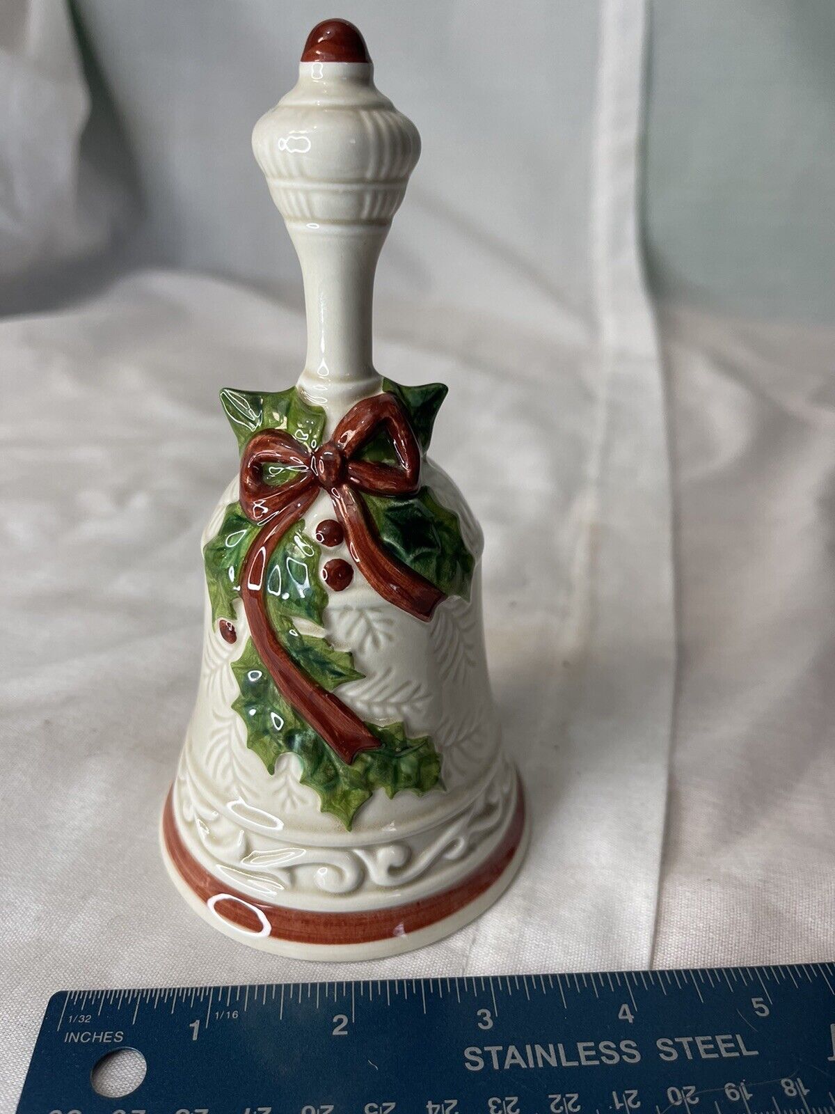 Vintage Ernesto Holly Berries Christmas Holiday Ceramic Dinner Bell RARE VTG