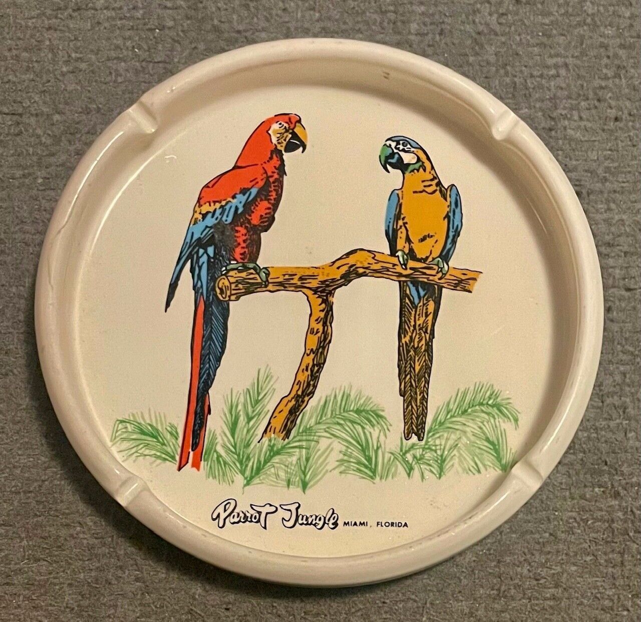 Vintage 1960s Miami Florida Parrot Jungle Large Ceramic Ashtray