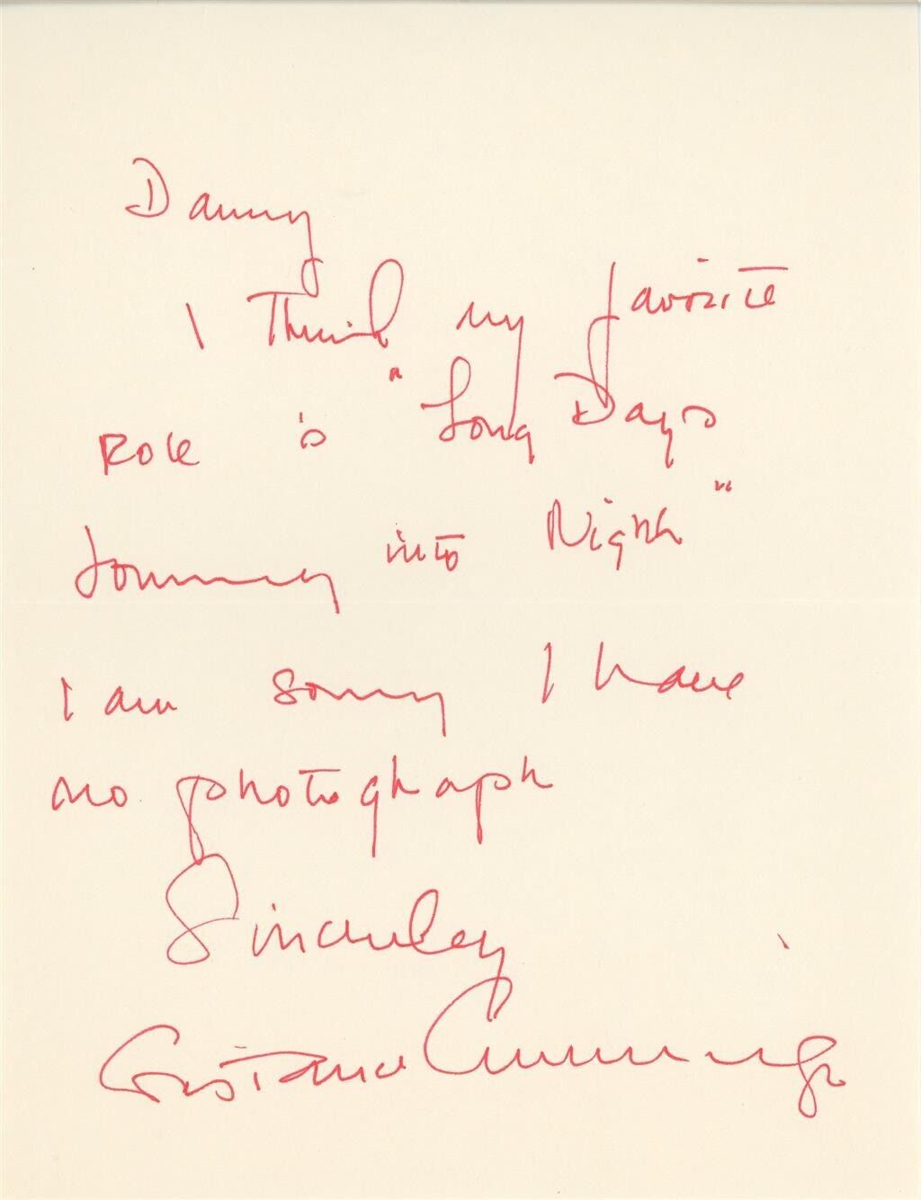 Constance Cummings- Signed Handwritten Note (Actress)