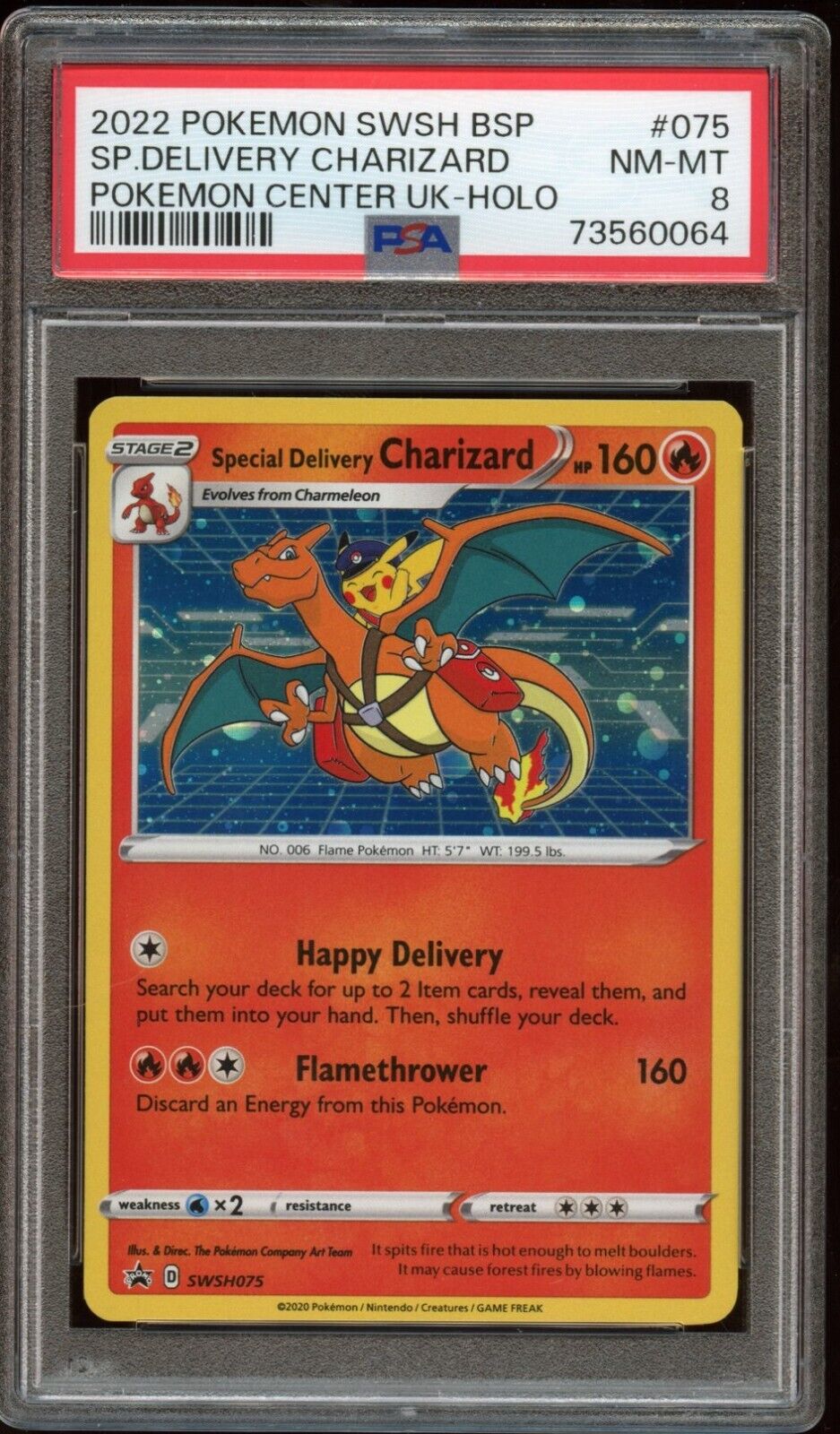 Pokemon Special Delivery Charizard UK Holo Promo SWSH075 PSA 8