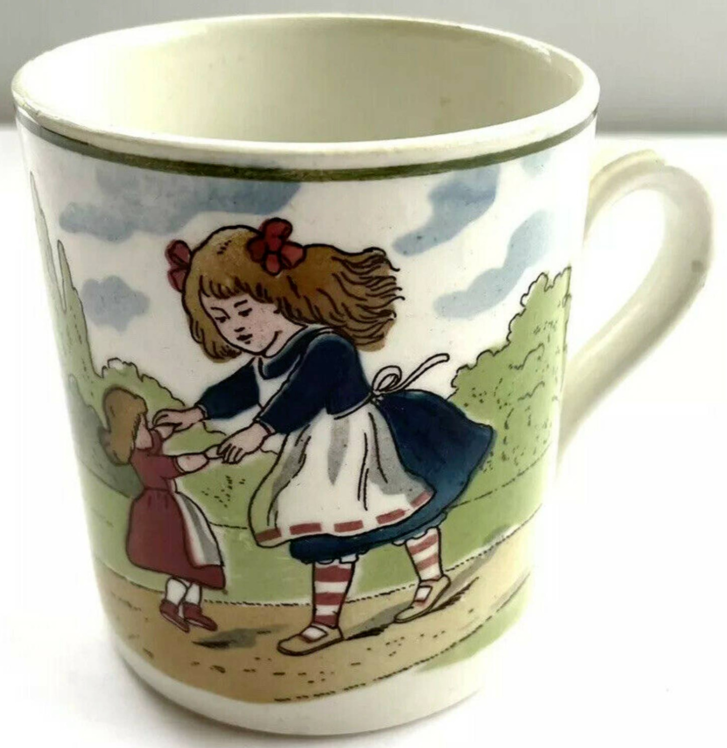 Villeroy and Boch Mug Cup Antique Germany  kids Playing Dresden Saxony 1800s