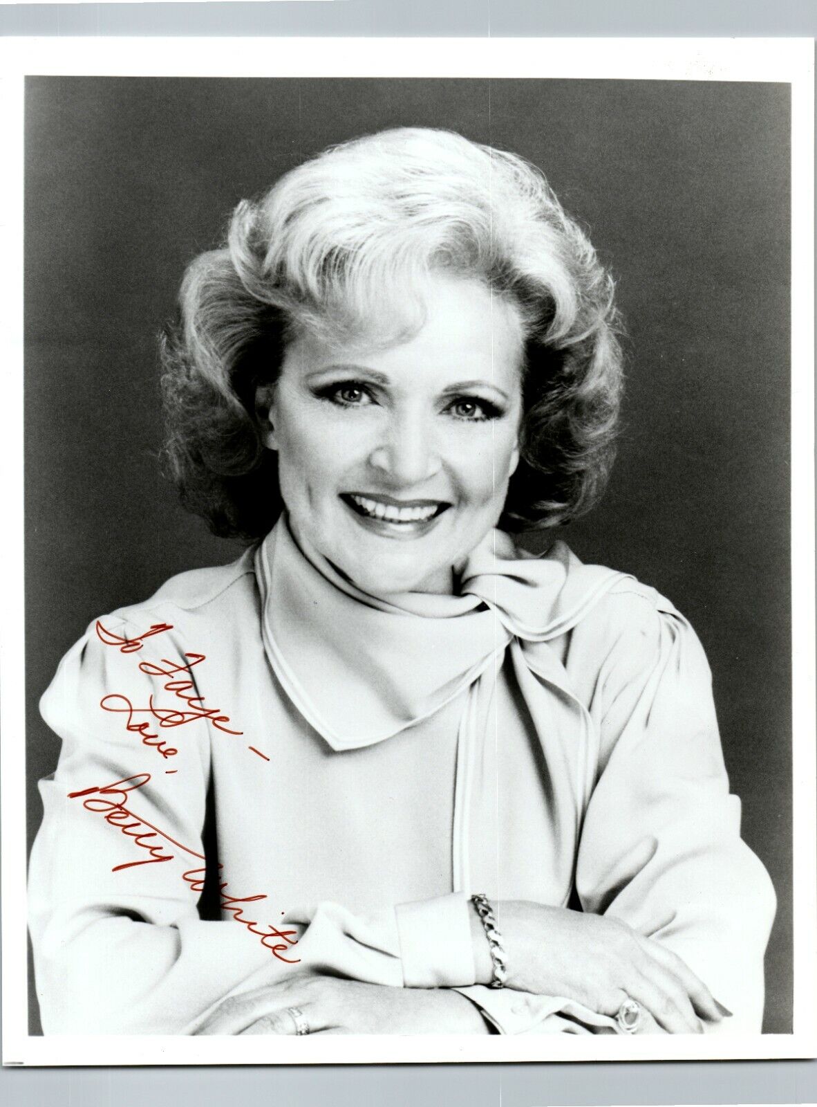 Betty White - Hand Signed 8 x 10 Photo to Faye with Love - SD1