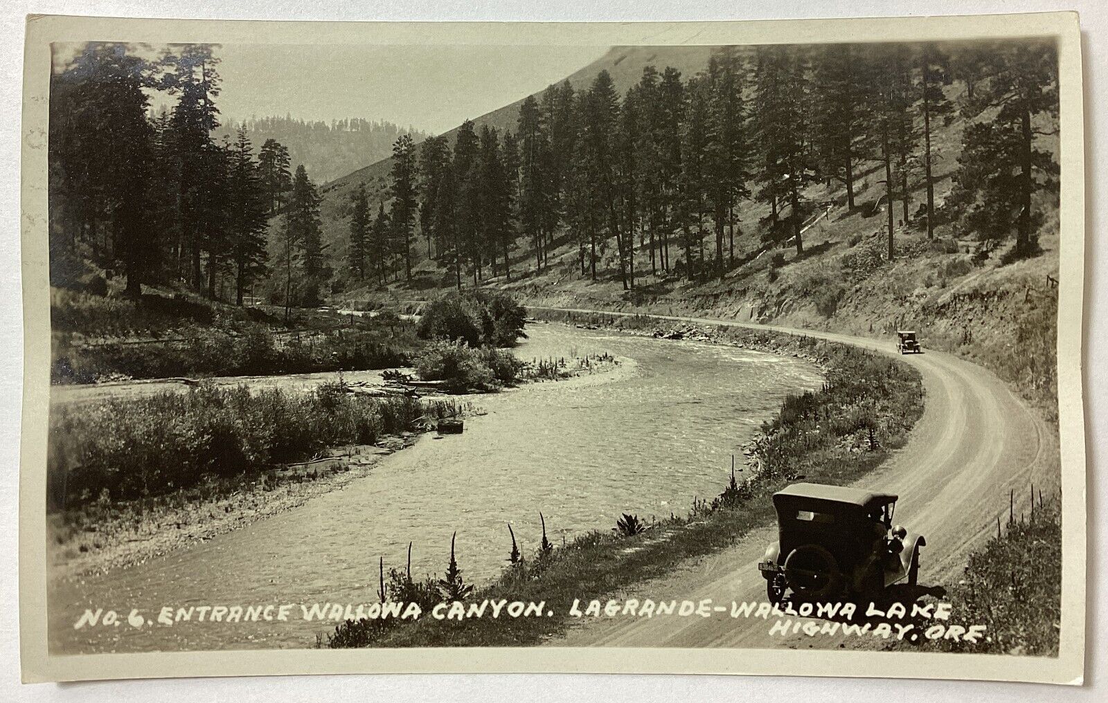 Wallowa Lake Oregon Old Cars Highway Real Photo Vintage RPPC Postcard Unposted