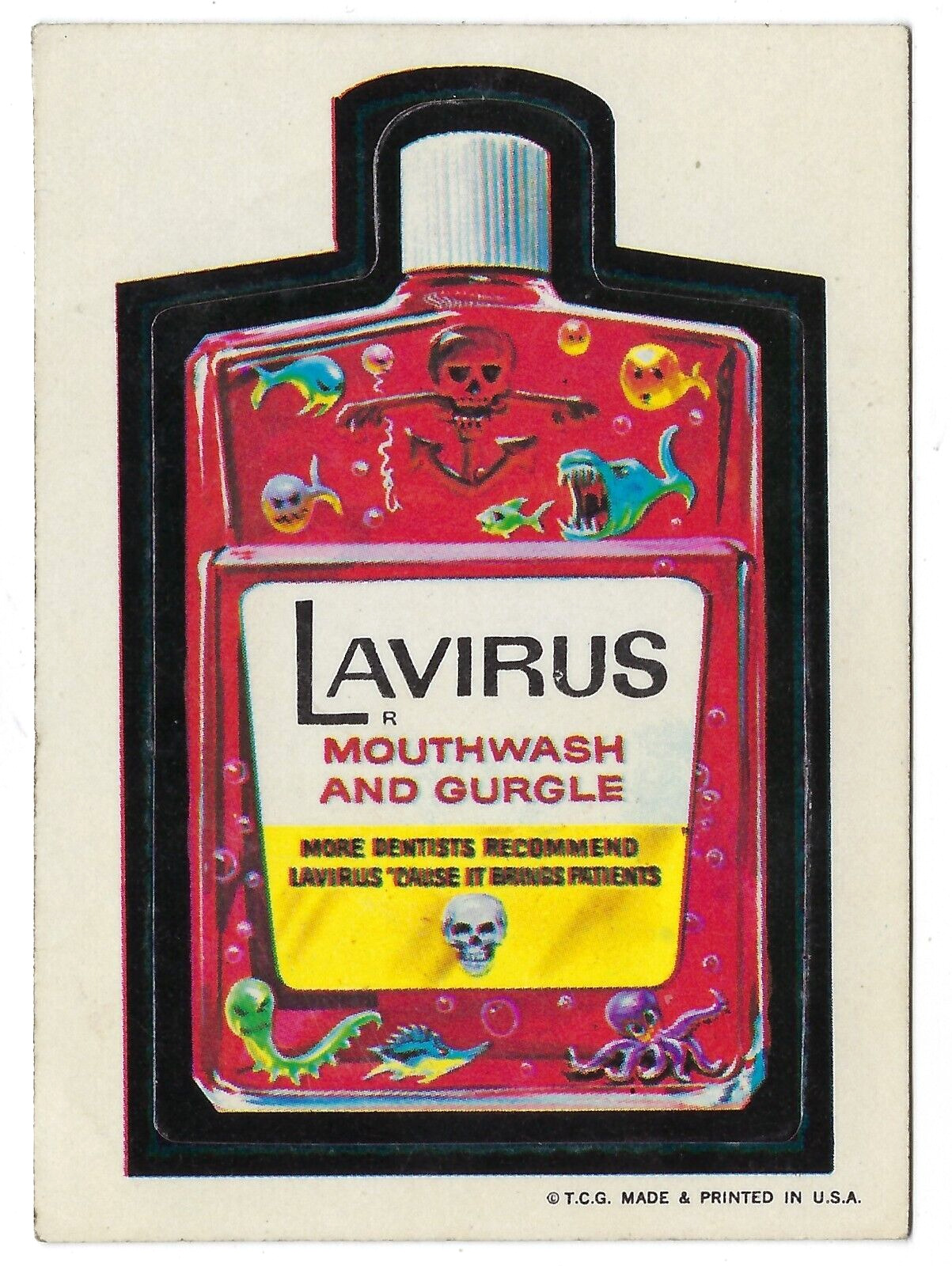 1973 Topps Wacky Packages 1st Series 1 LAVIRUS MOUTHWASH white back ex+
