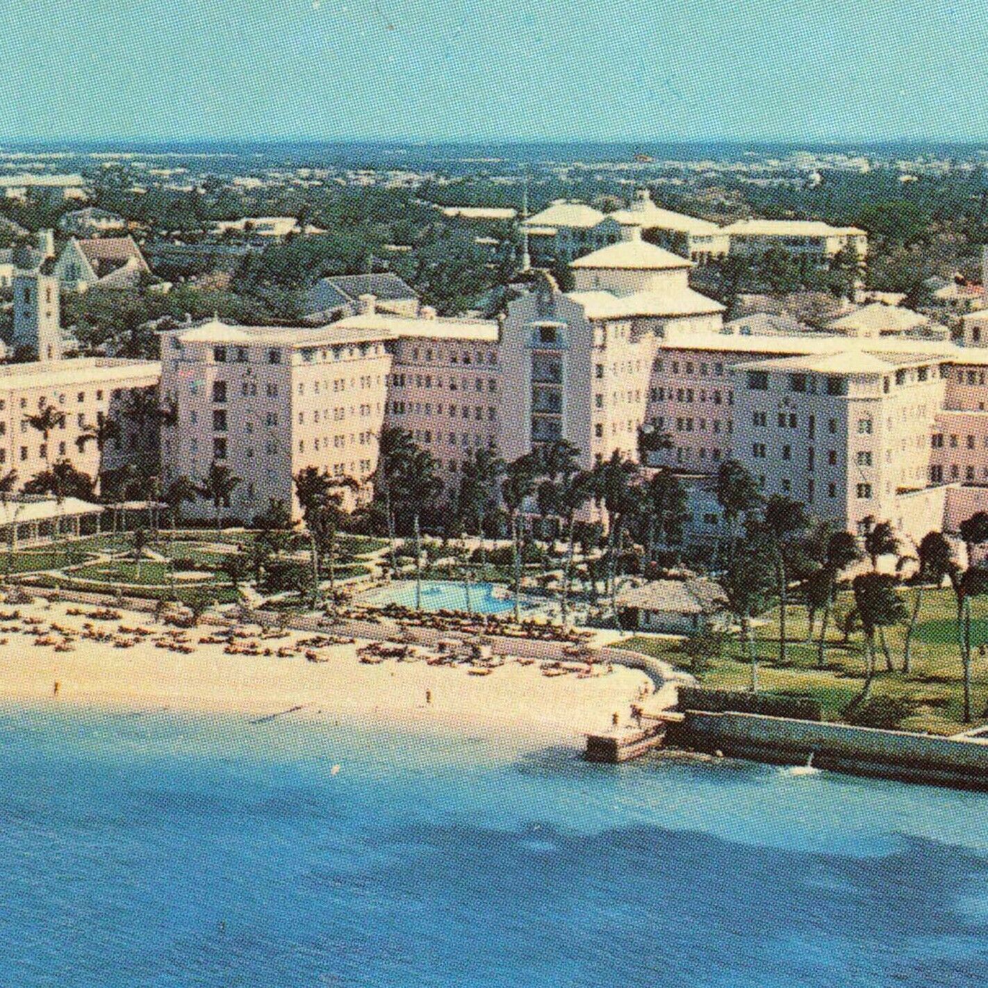 Sheraton-British Colonial Hotel Nassau Bahamas 1969 Chrome Beachfront Postcard