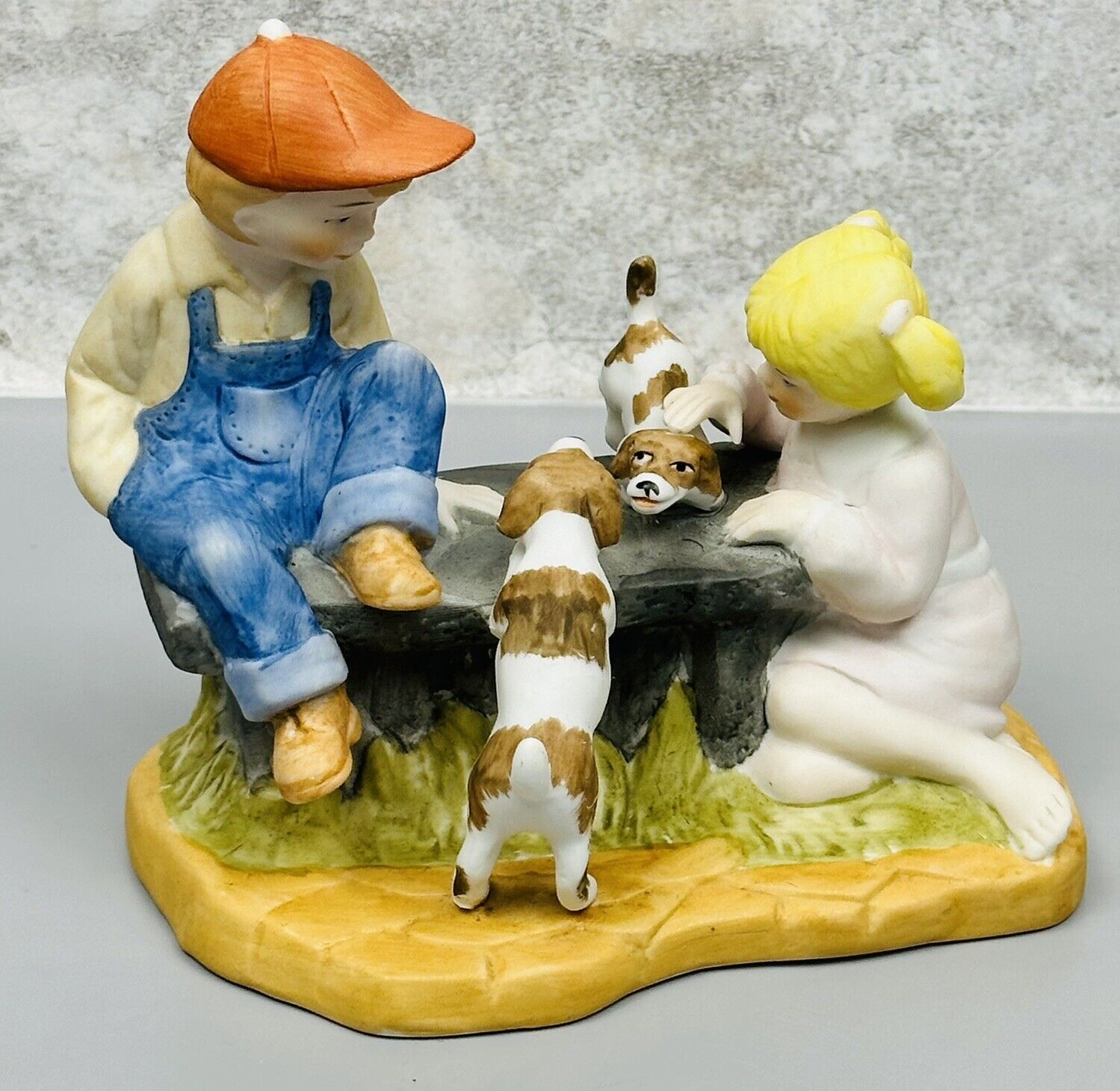 Paul Sebastian Meico Vintage 1991 Porcelain Figurine Boy & Girl and Dogs 5