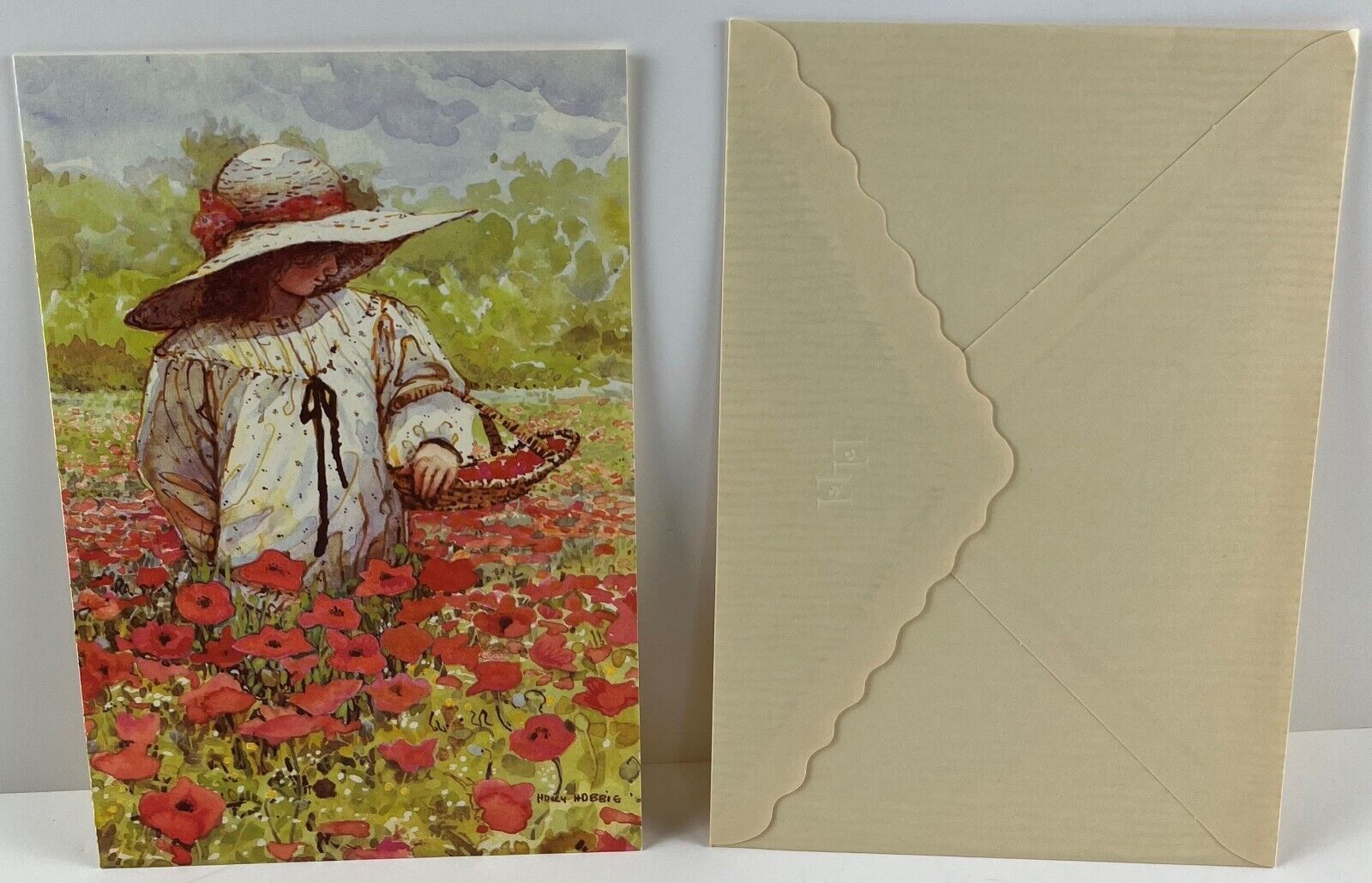 Vtg New 1982 Holly Hobbie Floral Poppies Greeting Card All Occasion Blank Inside