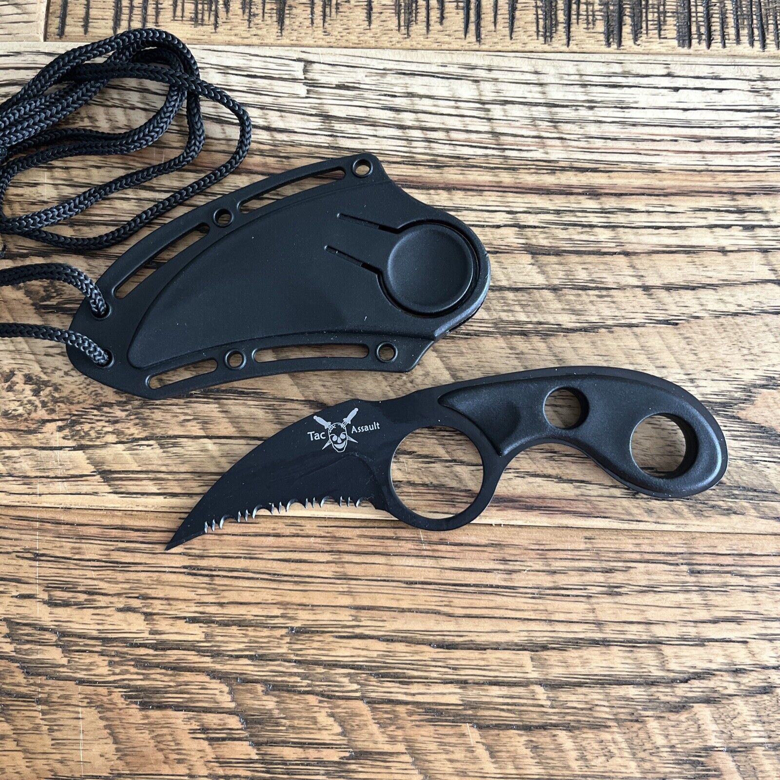 Tac Assault Black Talon Serrated Blade W/ Finger Ring And Sheath TA079