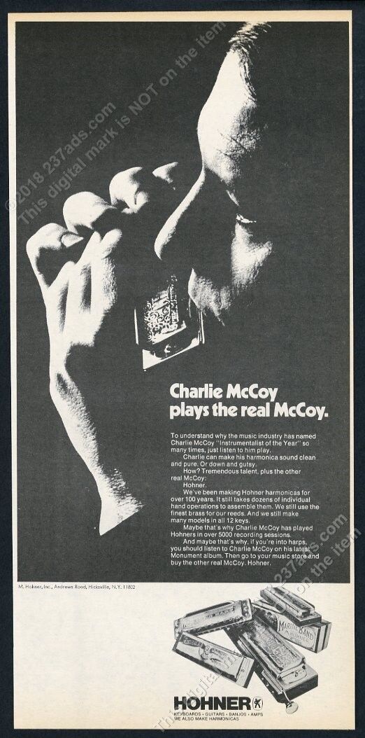 1978 Charlie McCoy photo Hohner harmonica vintage trade print ad