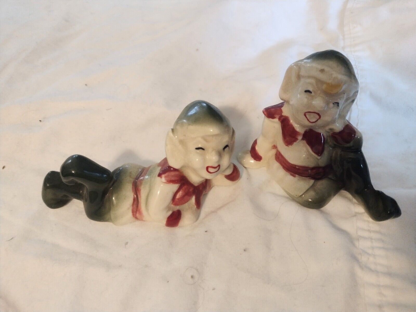 Pair Of Vintage McCoy Ceramic Pixie Elf Figurines #49