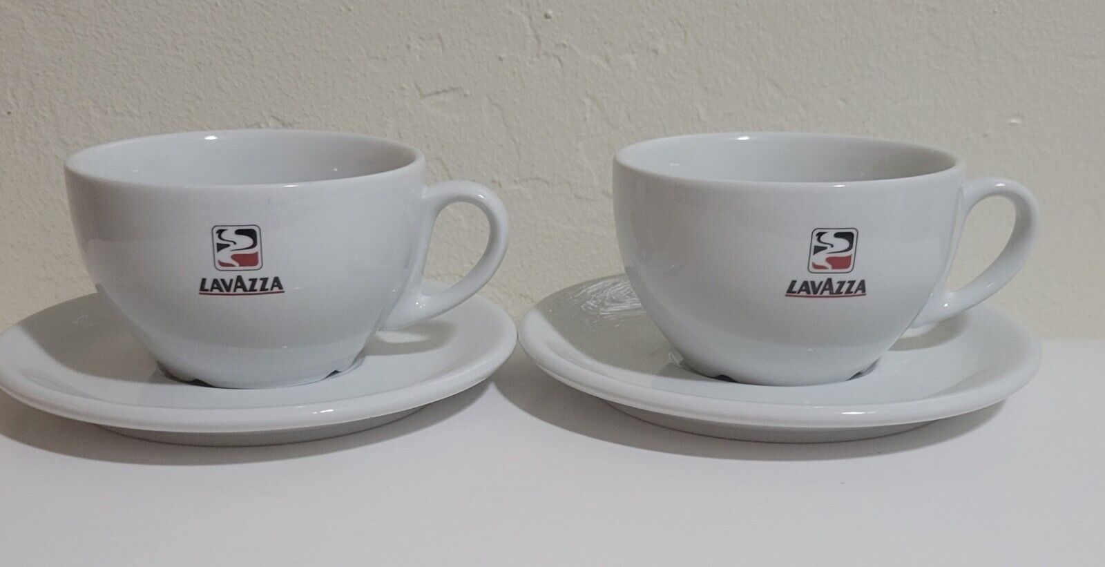 Set of Two  Lavazza Italy Vintage Large Coffee Cups Saucers