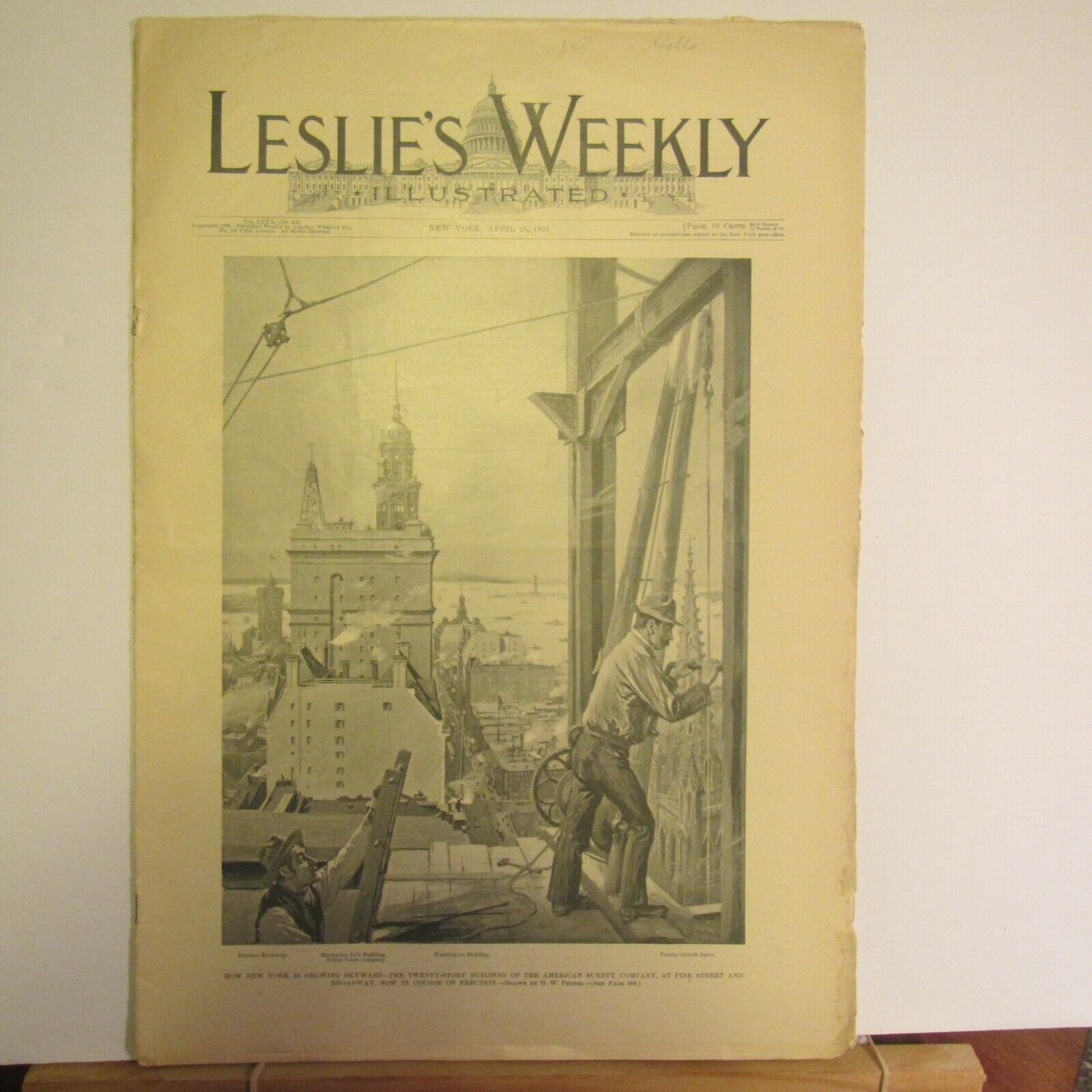 Leslie\'s Weekly April 25, 1895 American Surety Bldg. NY construction
