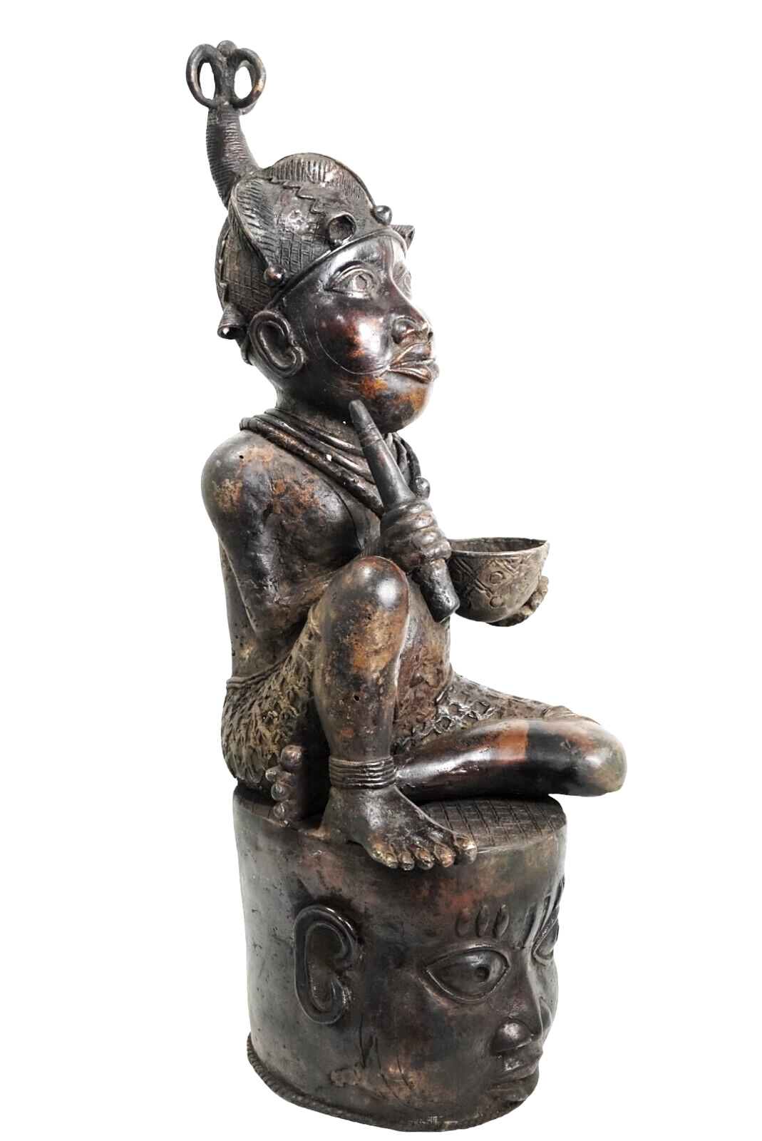 Large Royal Antique Benin Bronze Figurine – Statue | African Mask & Figurine