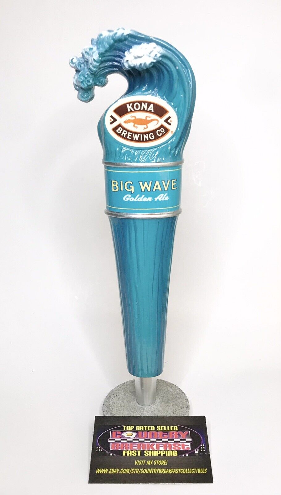 Kona Brewing Big Wave Golden Ale Logo Beer Tap Handle 11.5” Tall - Excellent