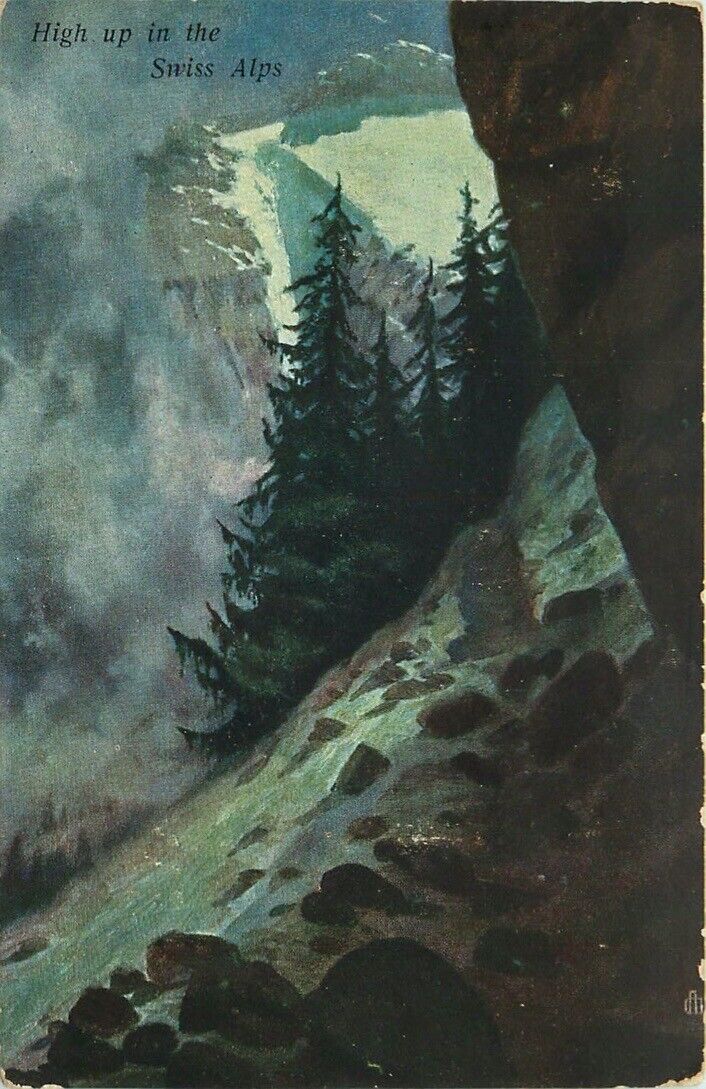 1908 High In The Swiss Alps - Vintage German Art Postcard